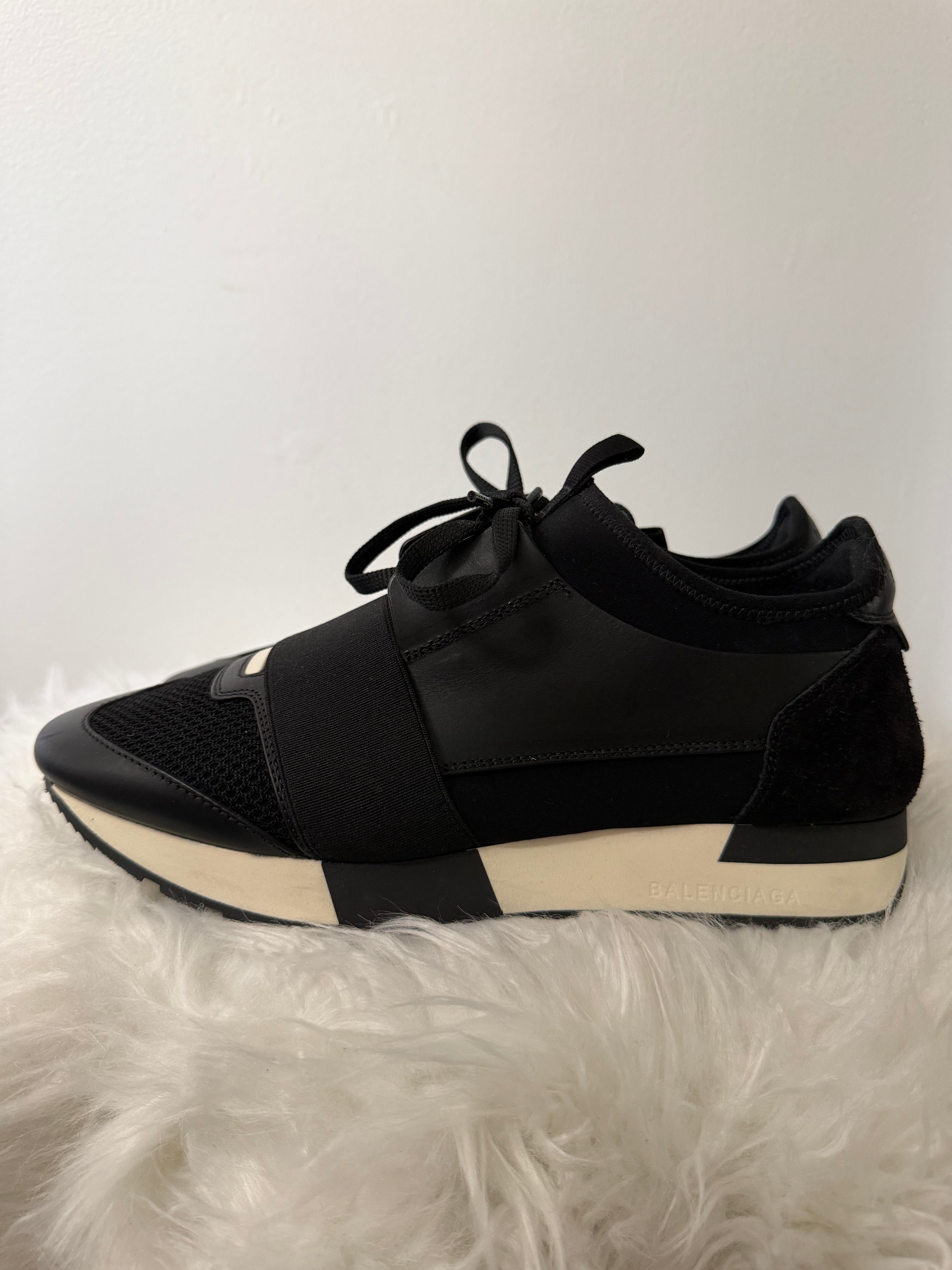 Balenciaga Race Runner mesh and leather sneakers