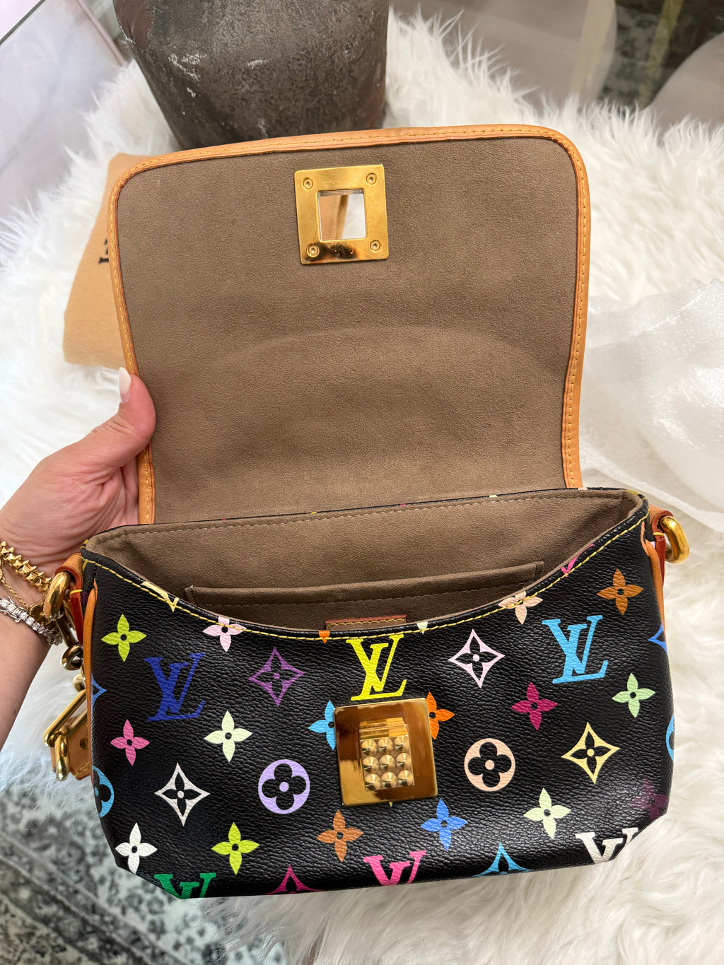 LOUIS VUITTON BLACK MONOGRAM MULTICOLOR PATTI BAG