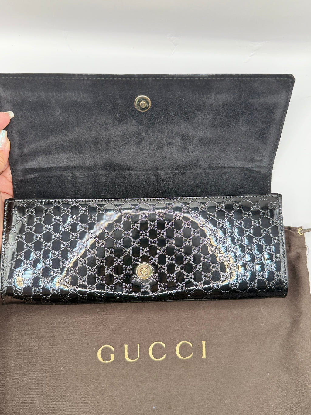Gucci Microguccissima Broadway Patent Clutch