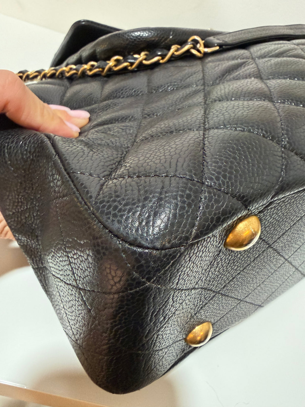CHANEL QUILTED CAVIAR LEATHER FLAP TOTE BAG