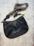 PRADA PEBBLED LEATHER HOBO BAG