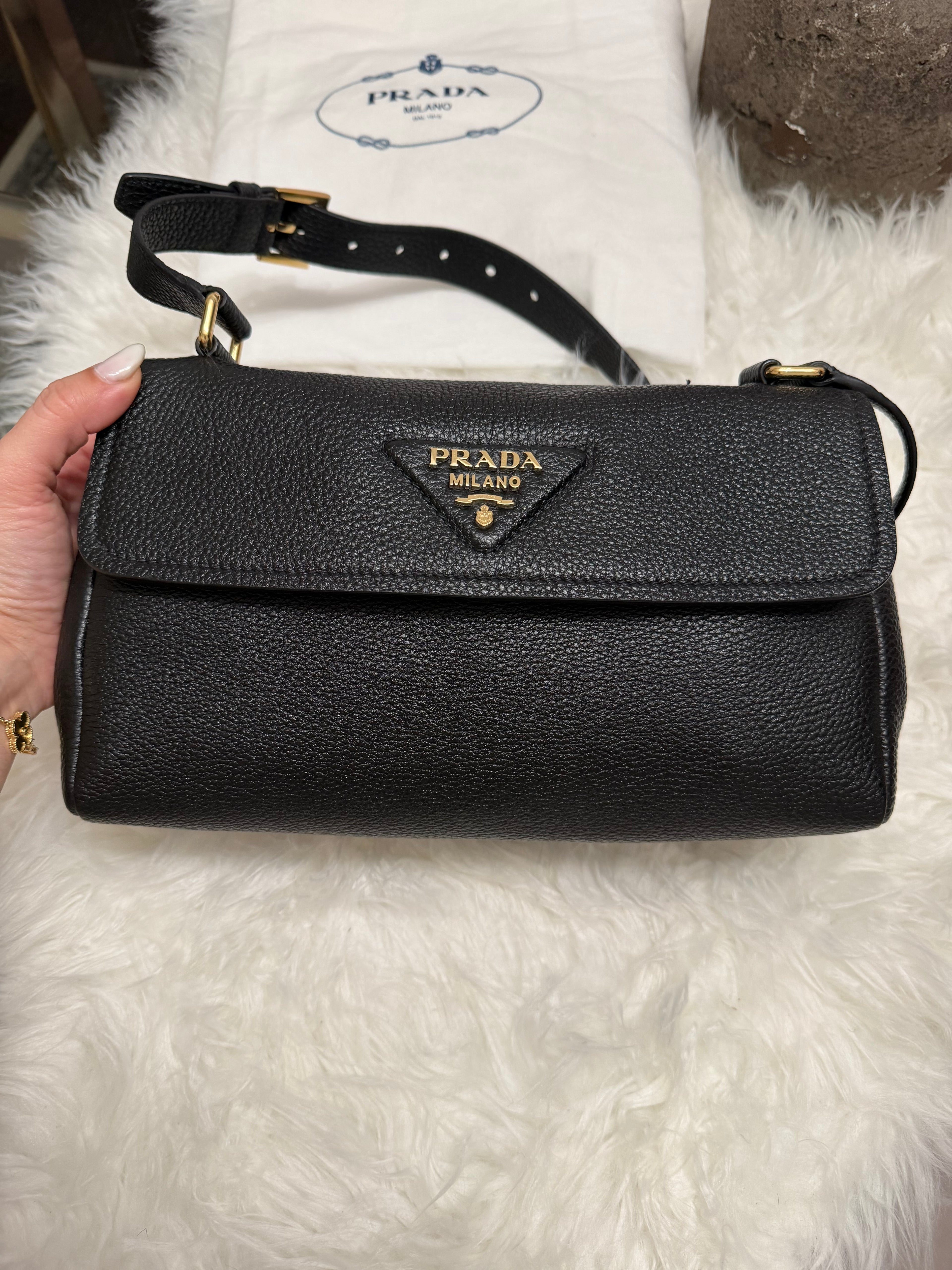 PRADA LEATHER SHOULDER BAG
