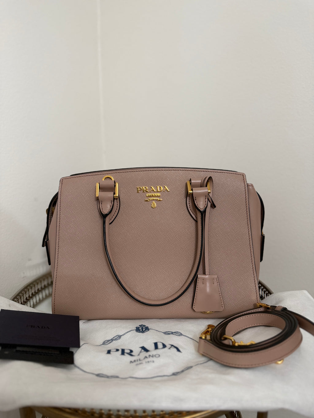 PRADA SAFFIANO SMALL LUX 2WAY HANDBAG