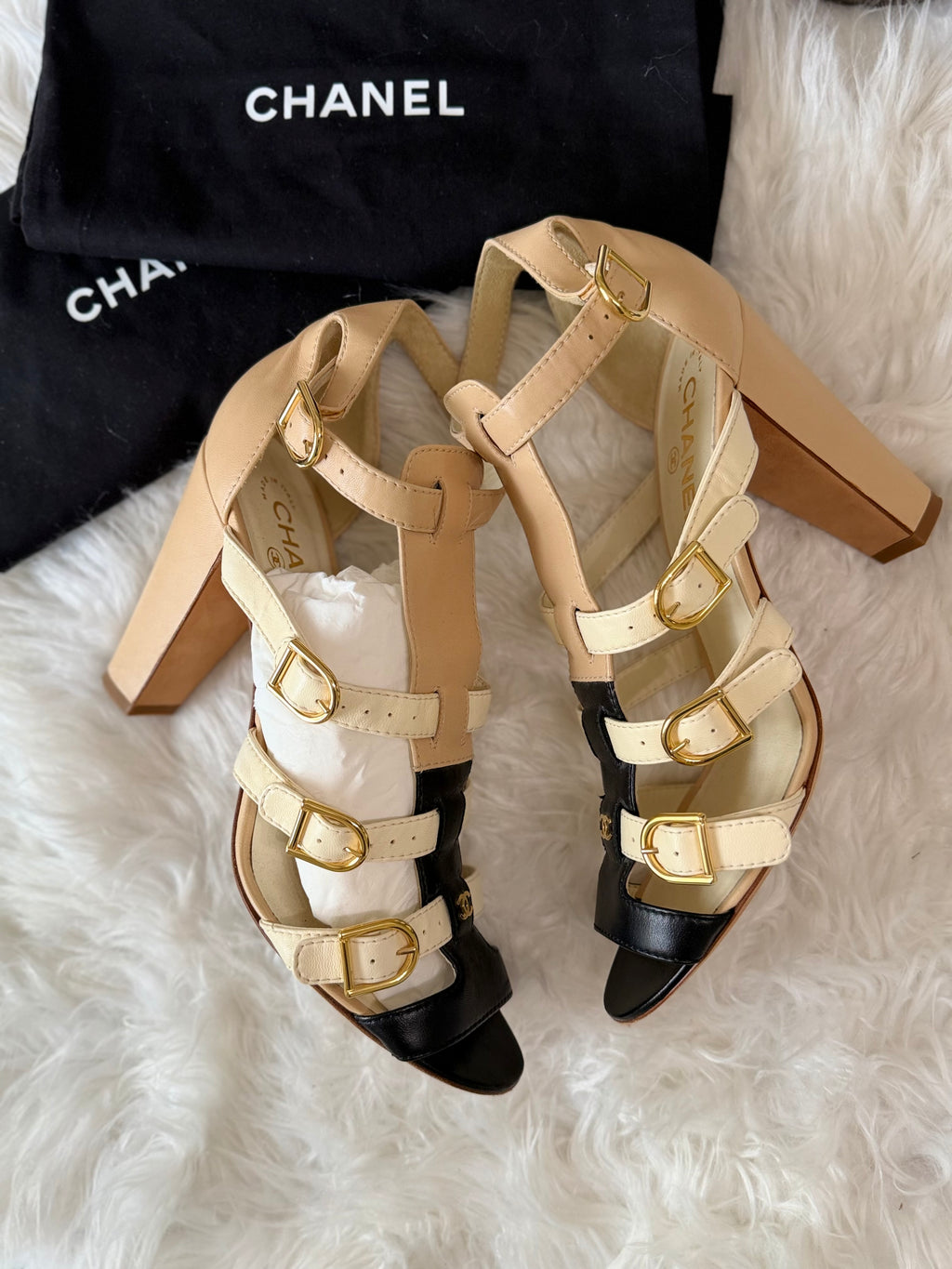CHANEL GLADIATOR STYLE LEATHER SANDAL
