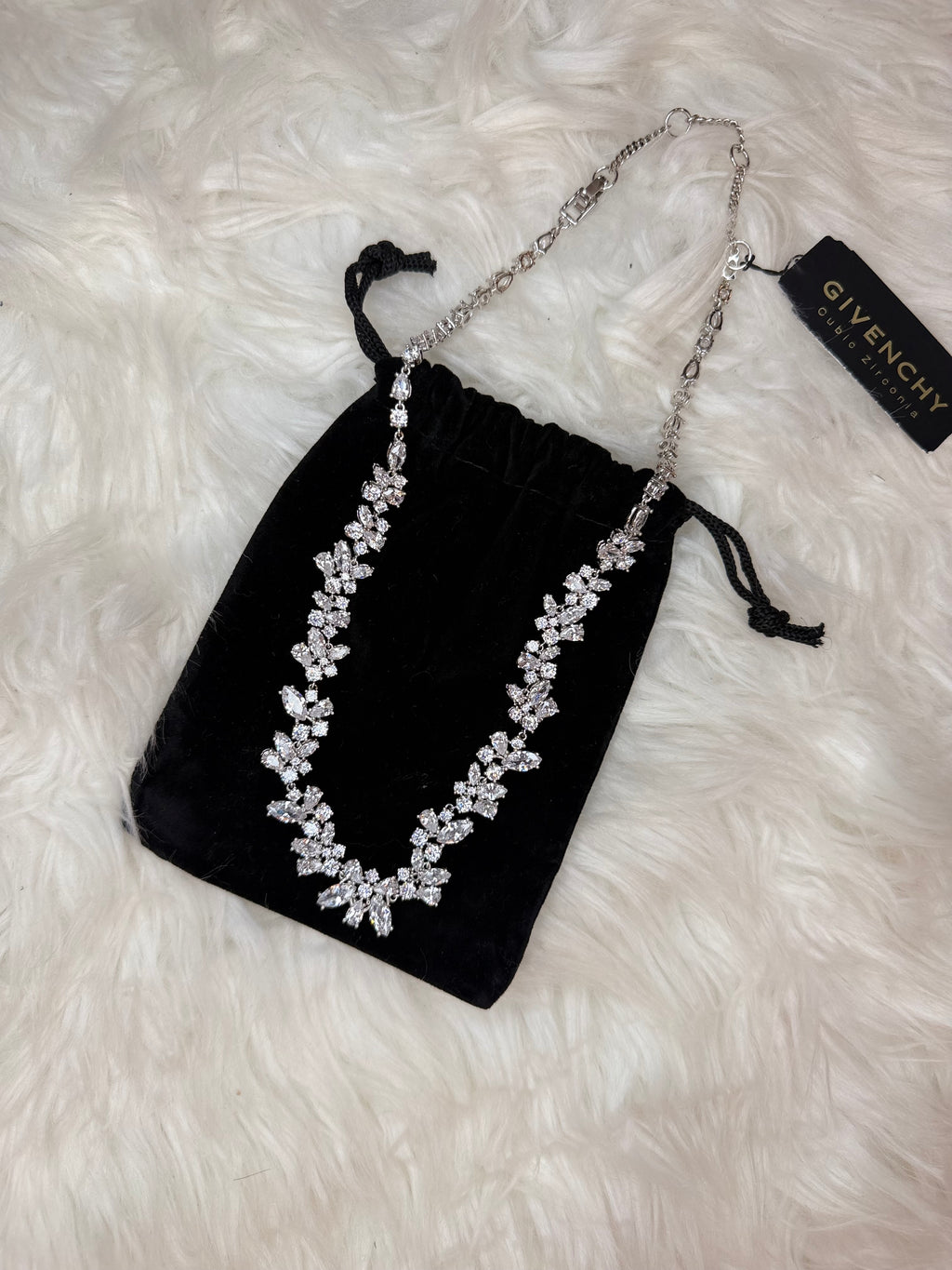 GIVENCHY CRYSTAL FLORAL CLUSTER NECKLACE