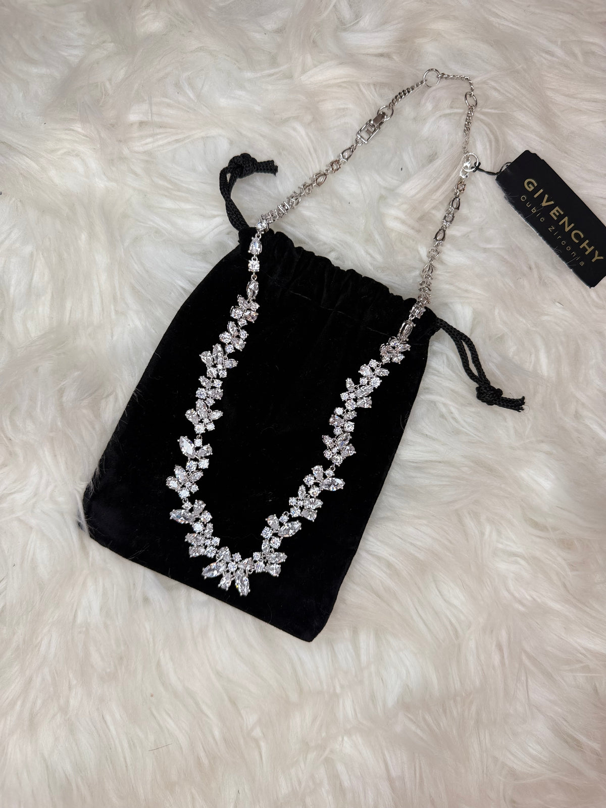 GIVENCHY CRYSTAL FLORAL CLUSTER NECKLACE