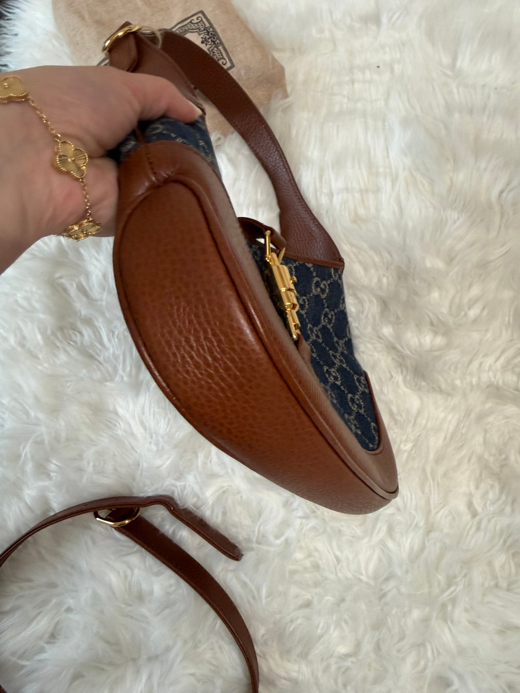 GUCCI JACKIE 1961 SMALL DENIM SHOULDER BAG