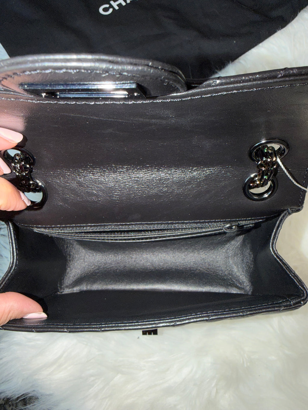 CHANEL SO BLACK REISSUE 2.55 FLAP CHEVRON AGED CALFSKIN