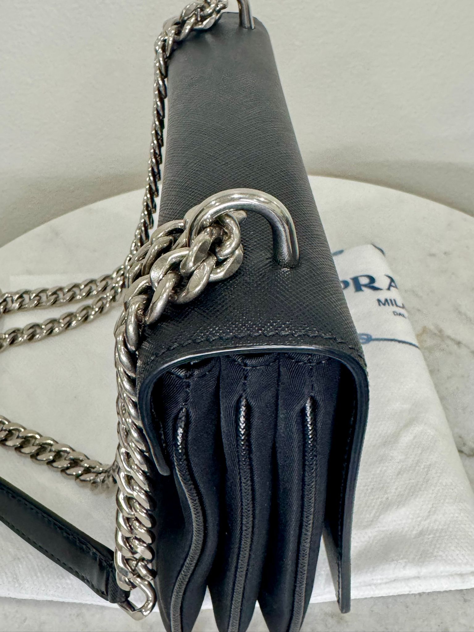 Prada Saffiano Chain Flap Crossbody