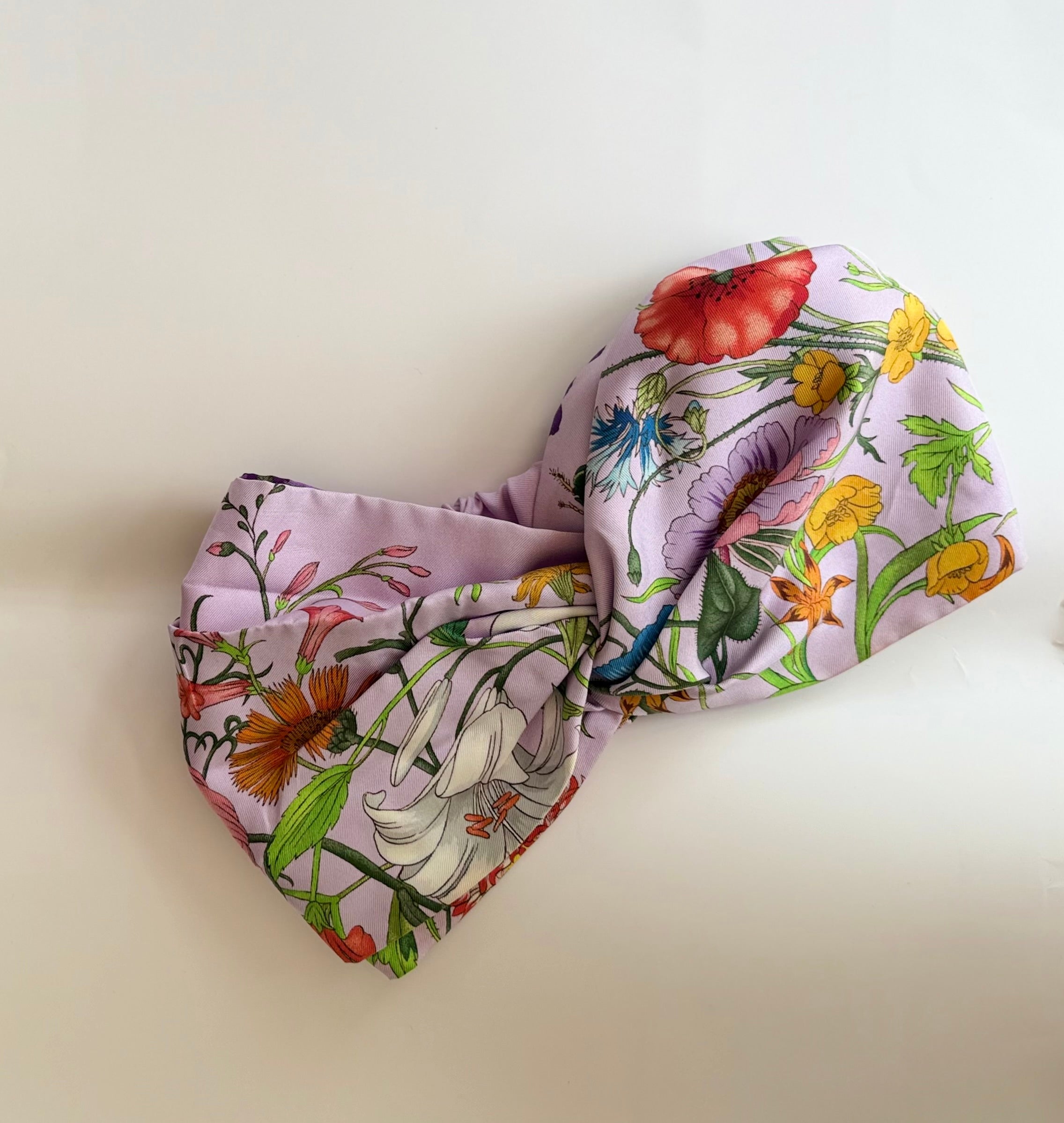 GUCCI FLORA PRINT SILK HEADBAND