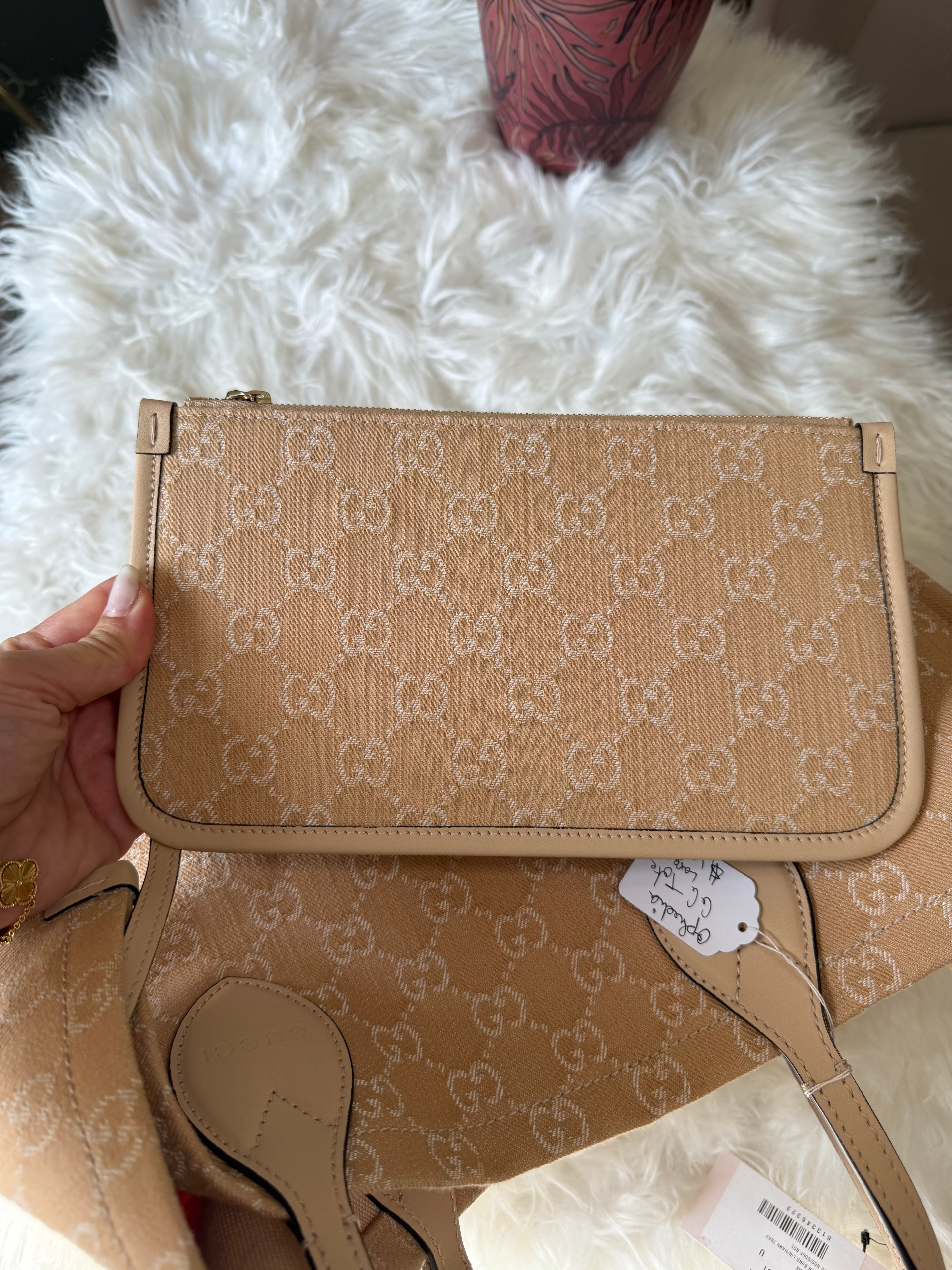 GUCCI DENIM OPHEDIA GG TOTE BAG LARGE