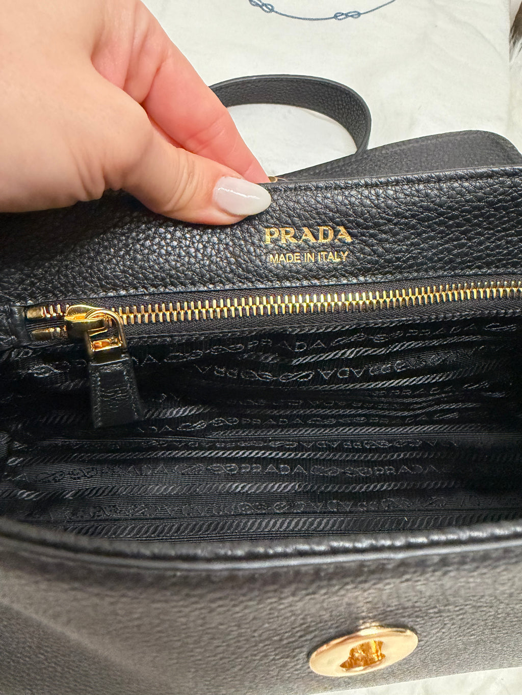 PRADA LEATHER SHOULDER BAG