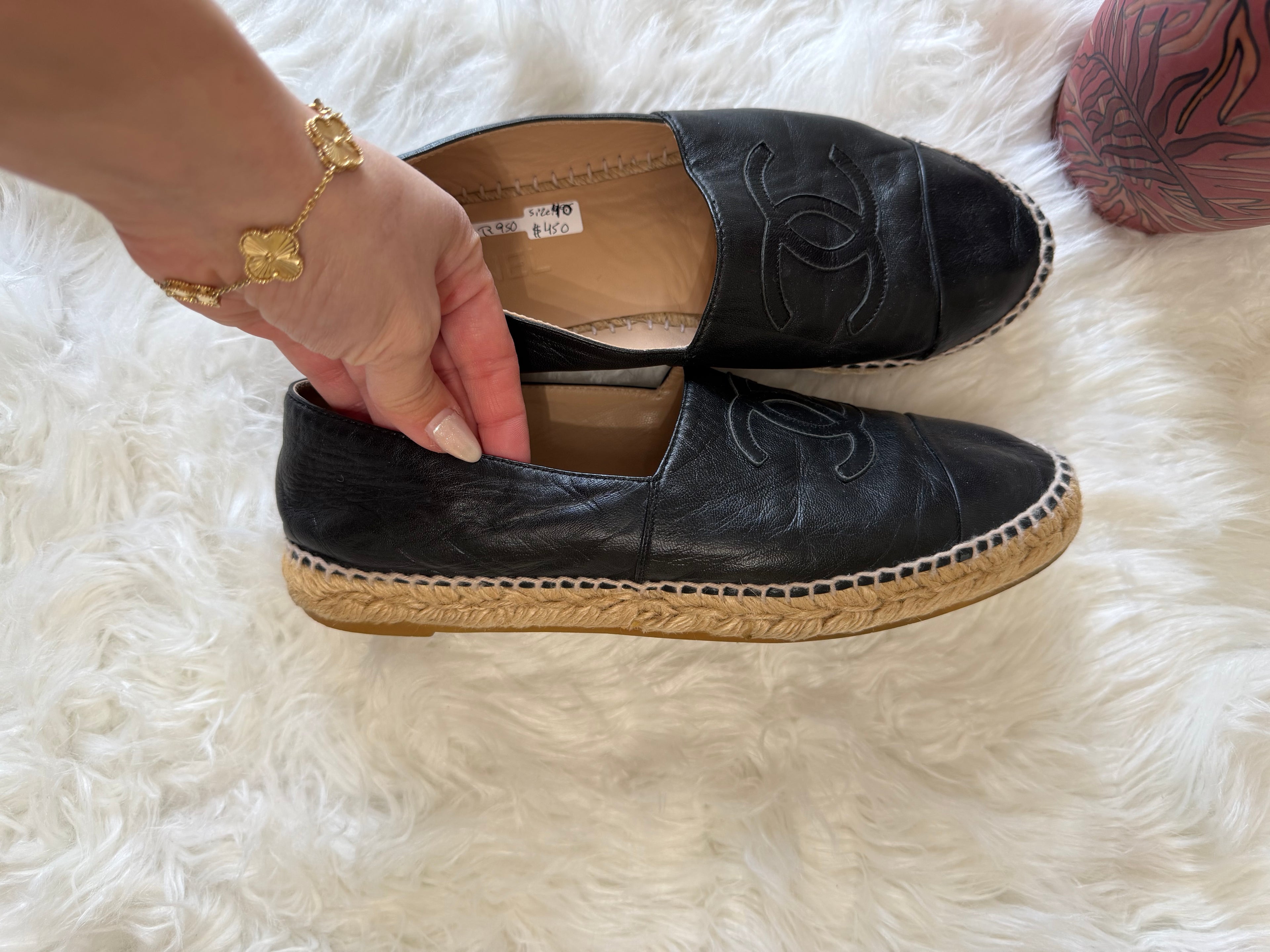 Chanel interlocking CC leather espadrille