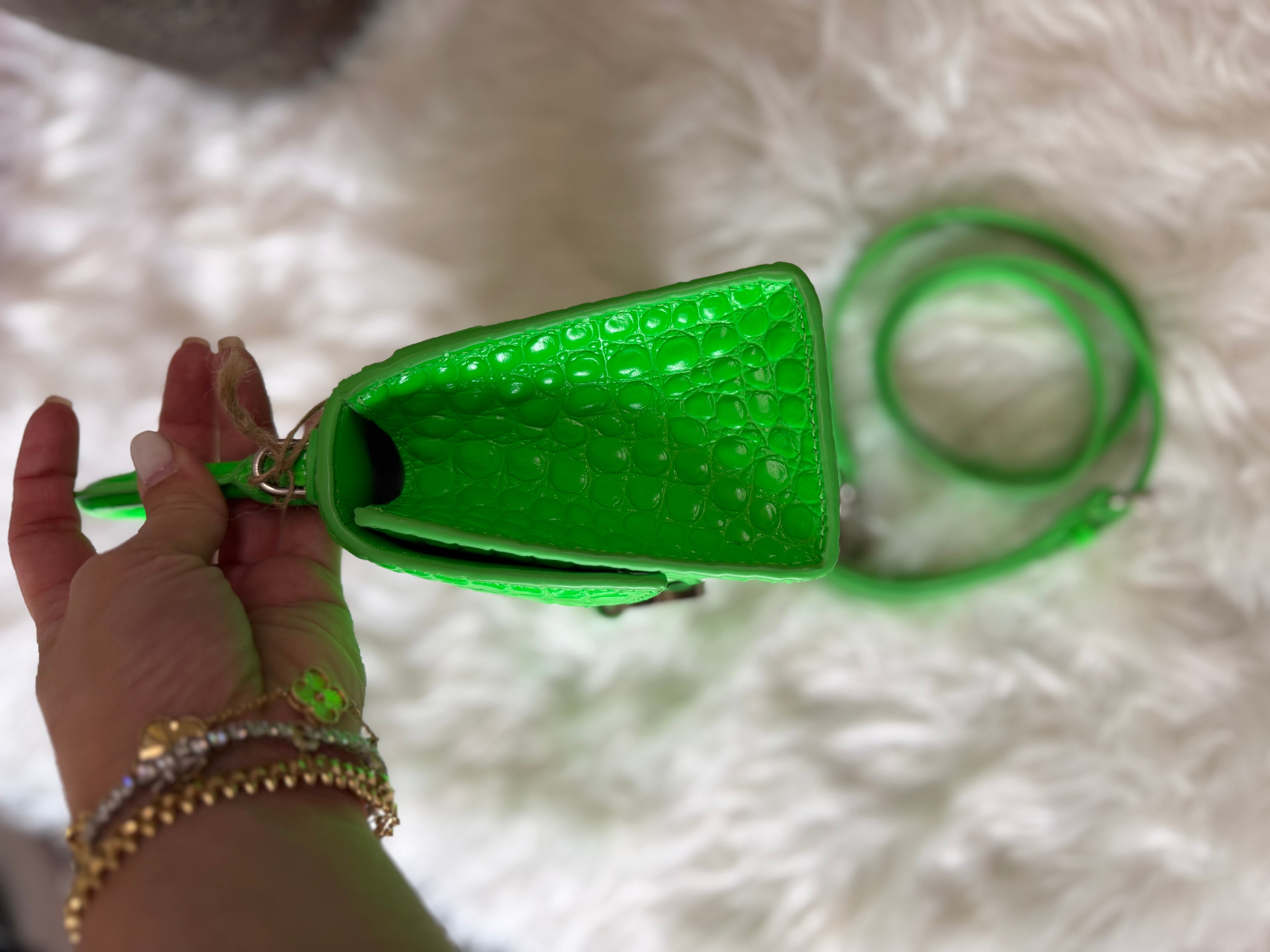 BALENCIAGA SHINY CROC EMBOSSED HOURGLASS TOP HANDEL BAG