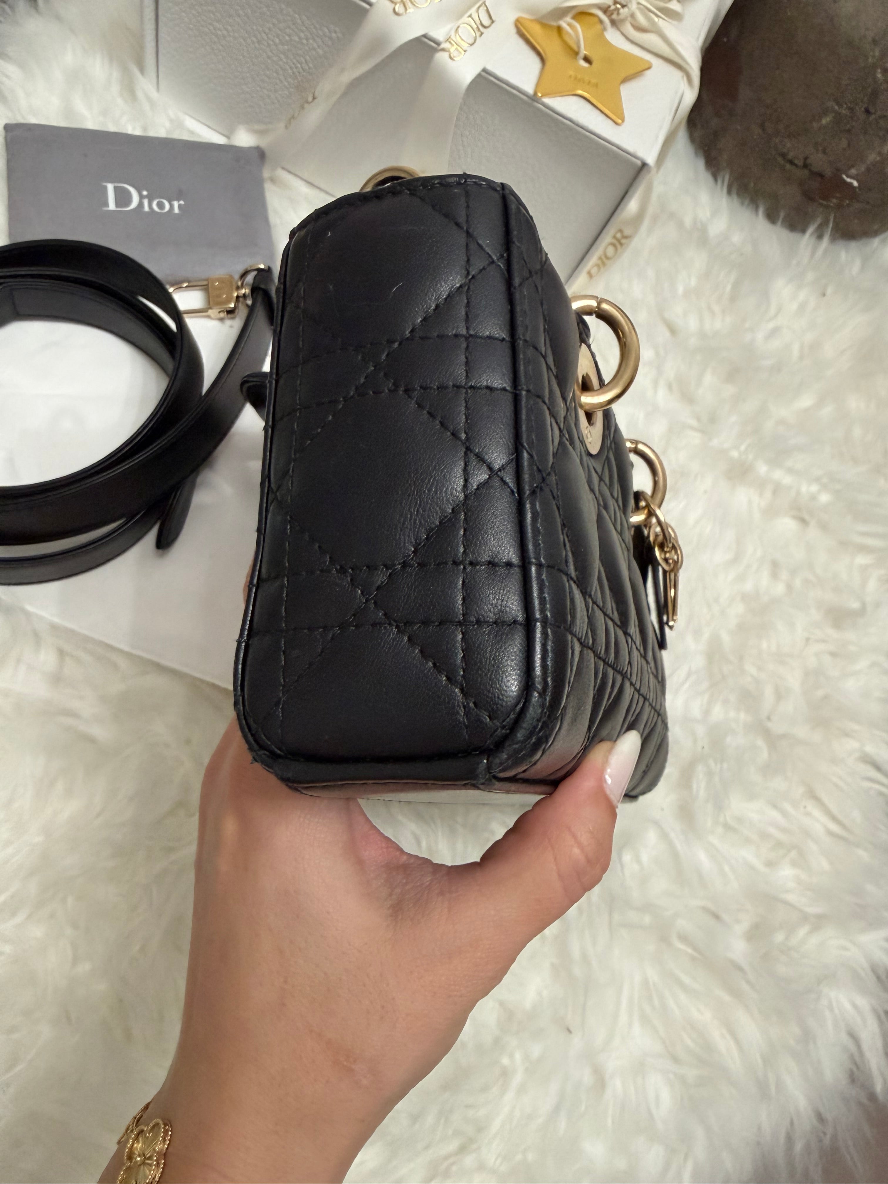 DIOR LADY D-JOY CANNAGE LEATHER BAG