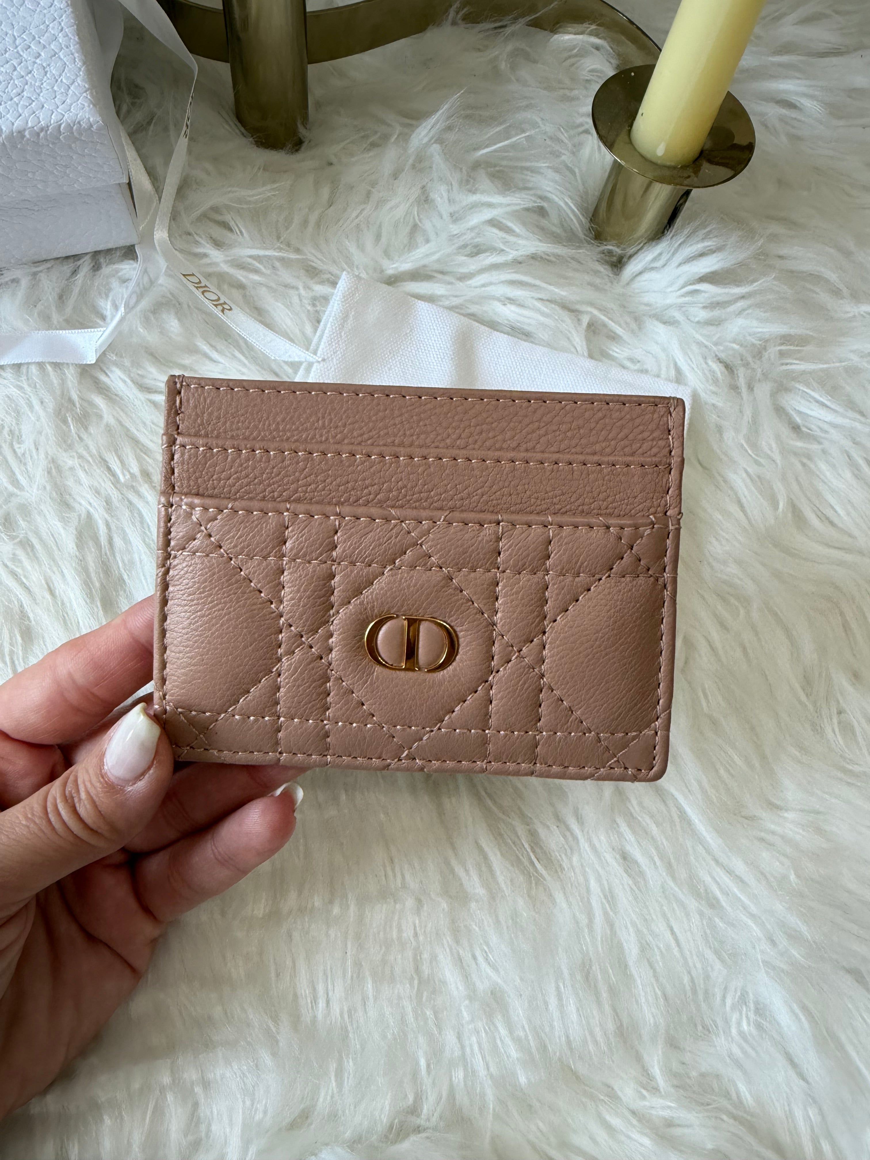 CHRISTIAN DIOR CARO FREESIA CARD HOLDER CANNAGE CALFSKIN
