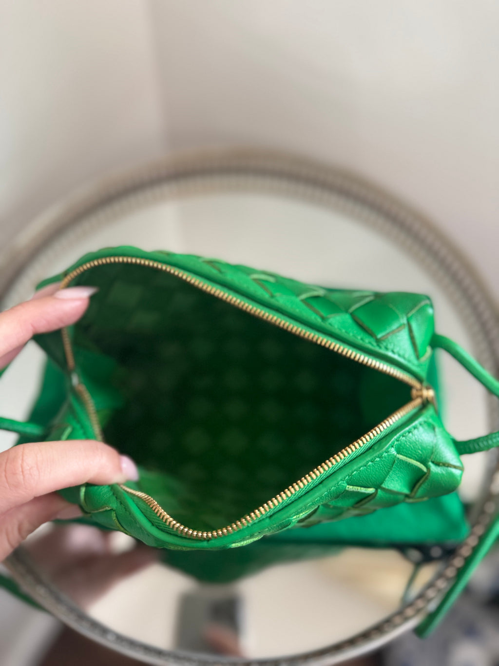 Bottega Veneta MINI LOOP INTRECCIATO LEATHER CROSSBODY