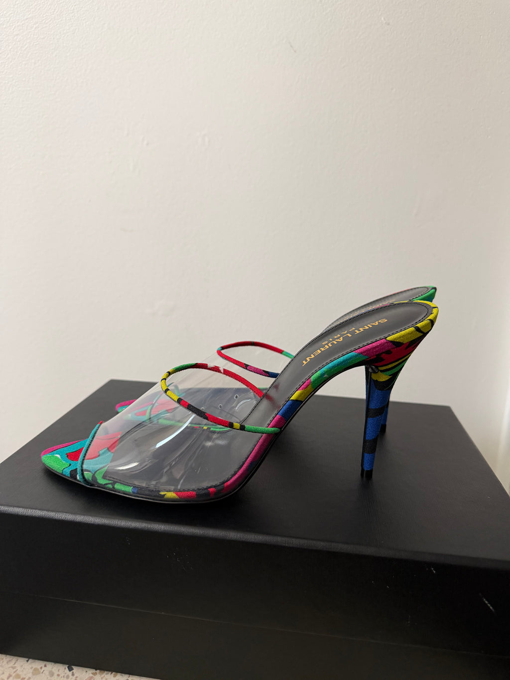 SAINT LAURENT LOLITA 95 FLORAL PRINT HEELS