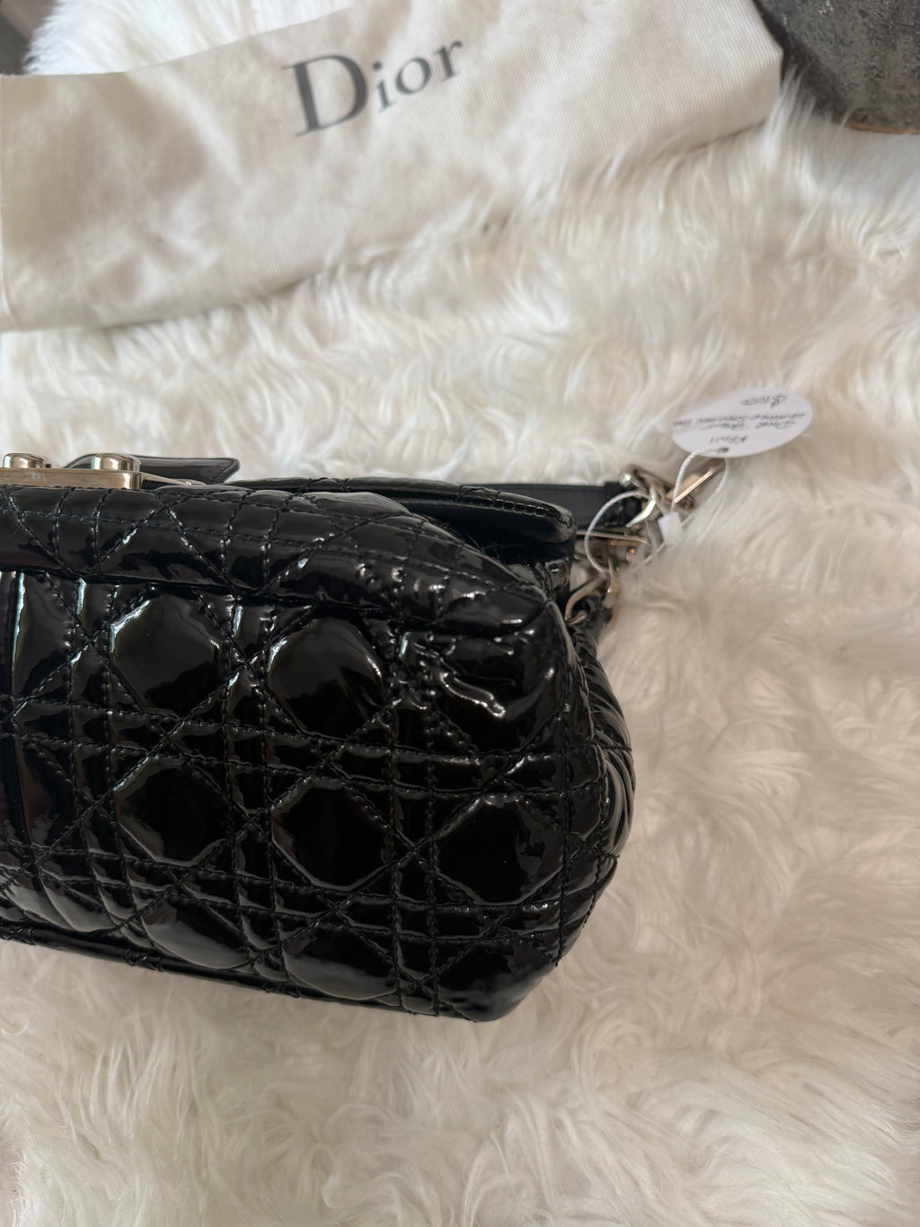 CHRISTIAN DIOR LOCK MEDIUM PATENT LEATHER SHOULDER BAG