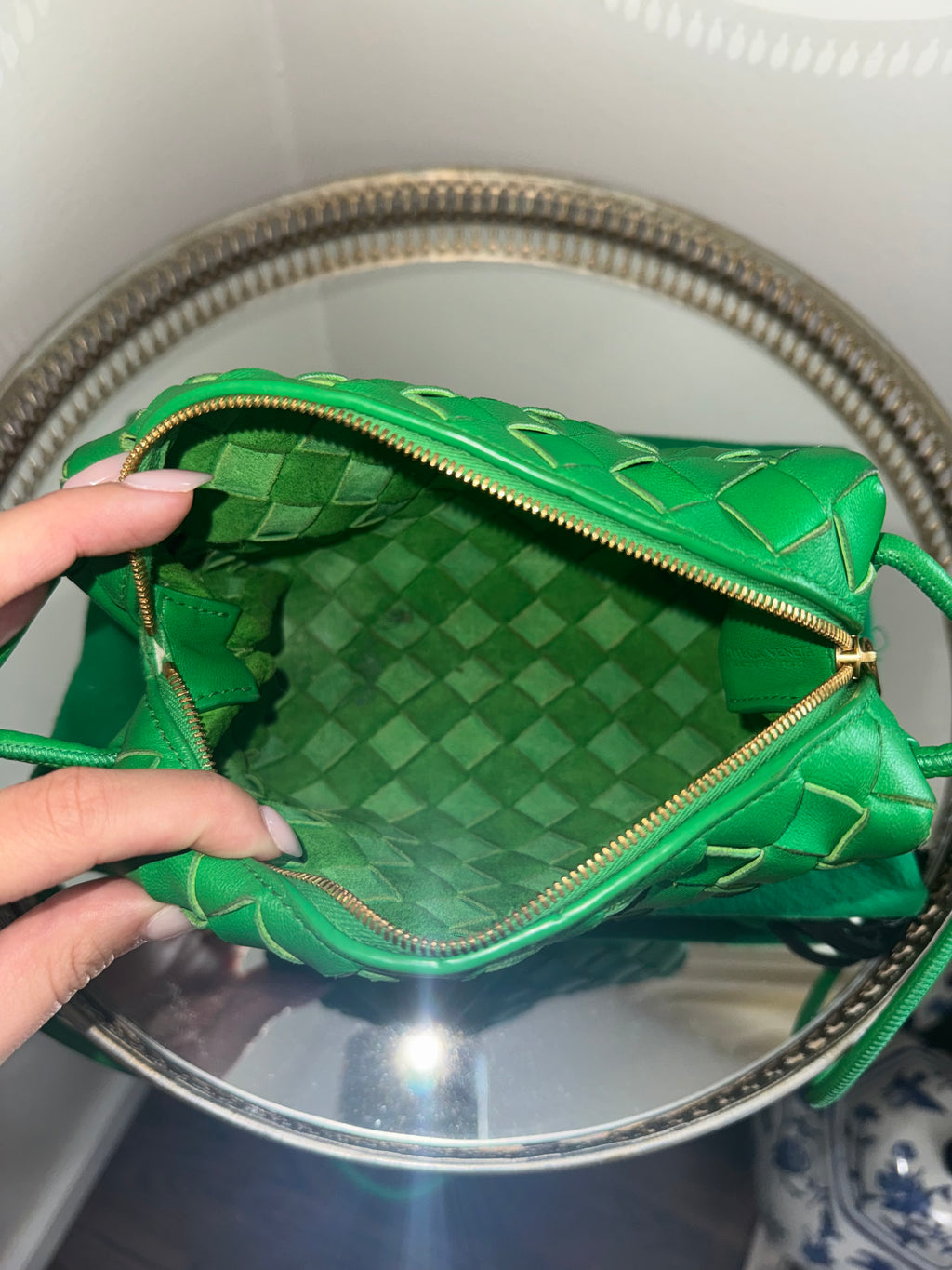 Bottega Veneta MINI LOOP INTRECCIATO LEATHER CROSSBODY
