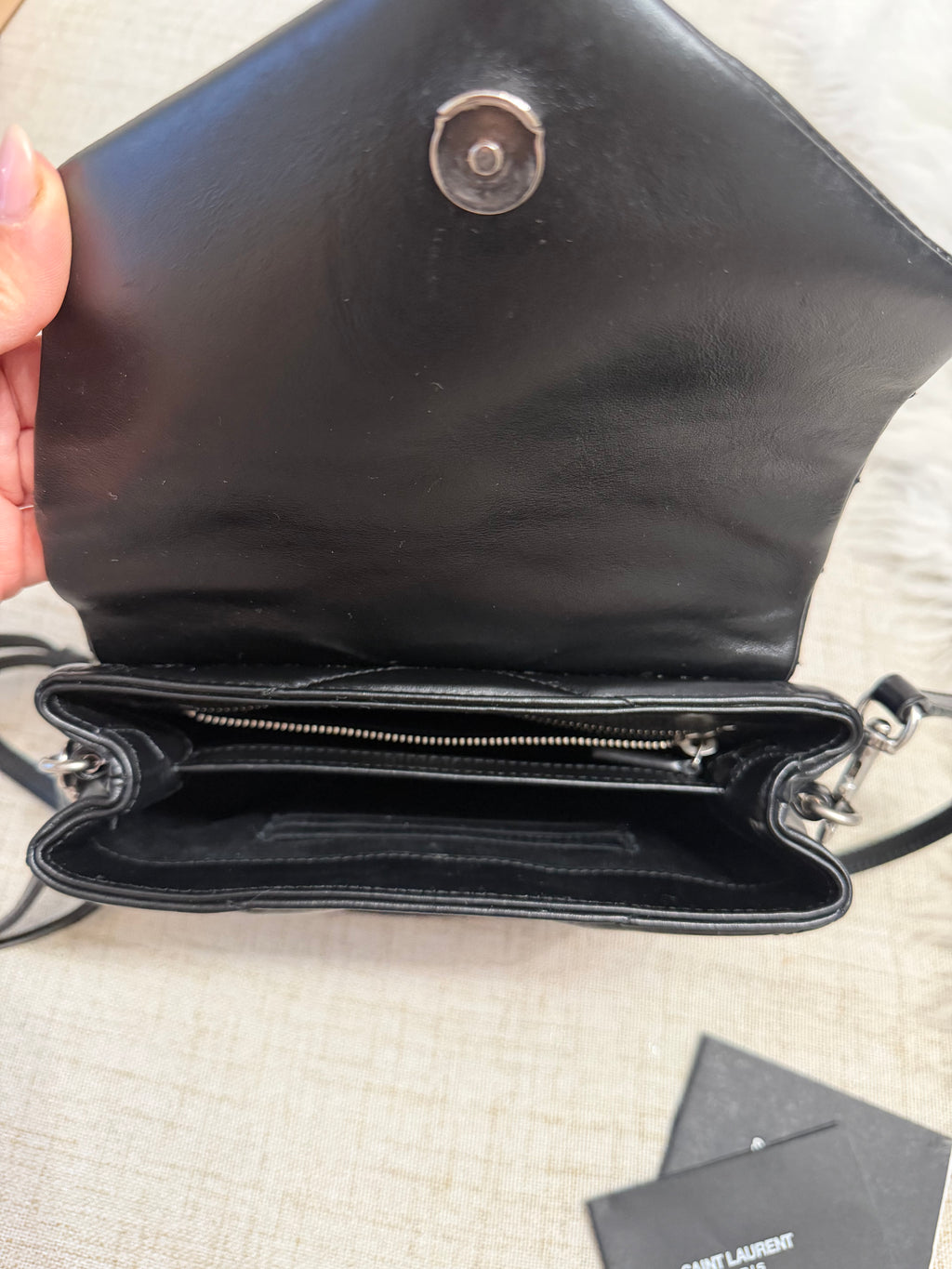 SAINT LAURENT Toy Loulou Calfskin Y Quilted Monogram Crossbody Bag