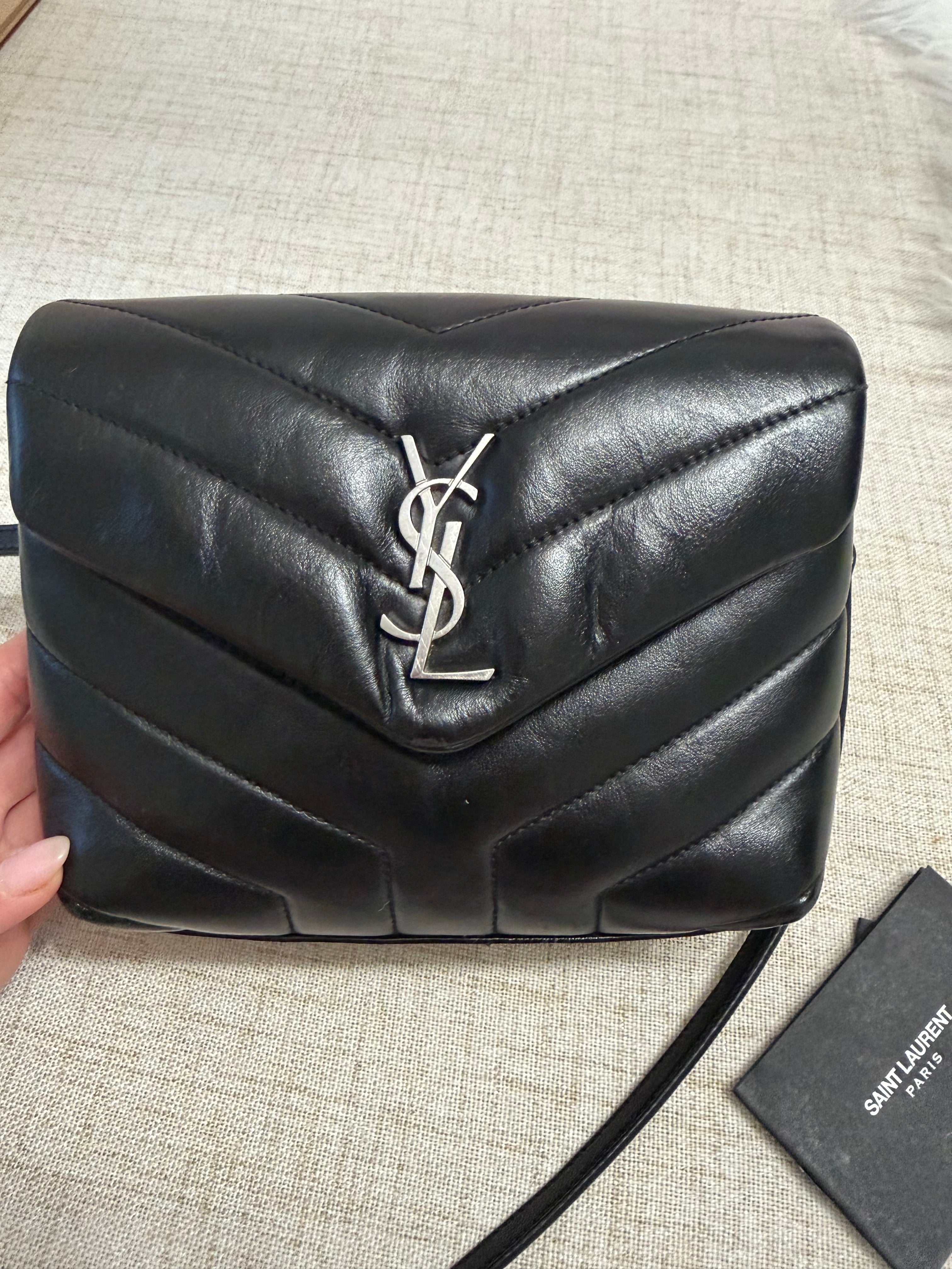 SAINT LAURENT Toy Loulou Calfskin Y Quilted Monogram Crossbody Bag