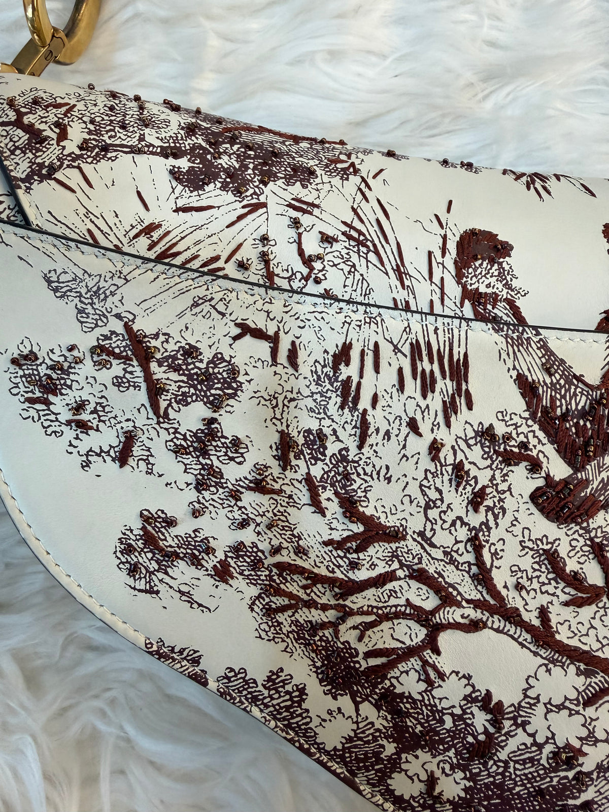 DIOR MEDIUM SADDLE TOILE DE JOUR TIGER EMBROIDERED CALFSKIN