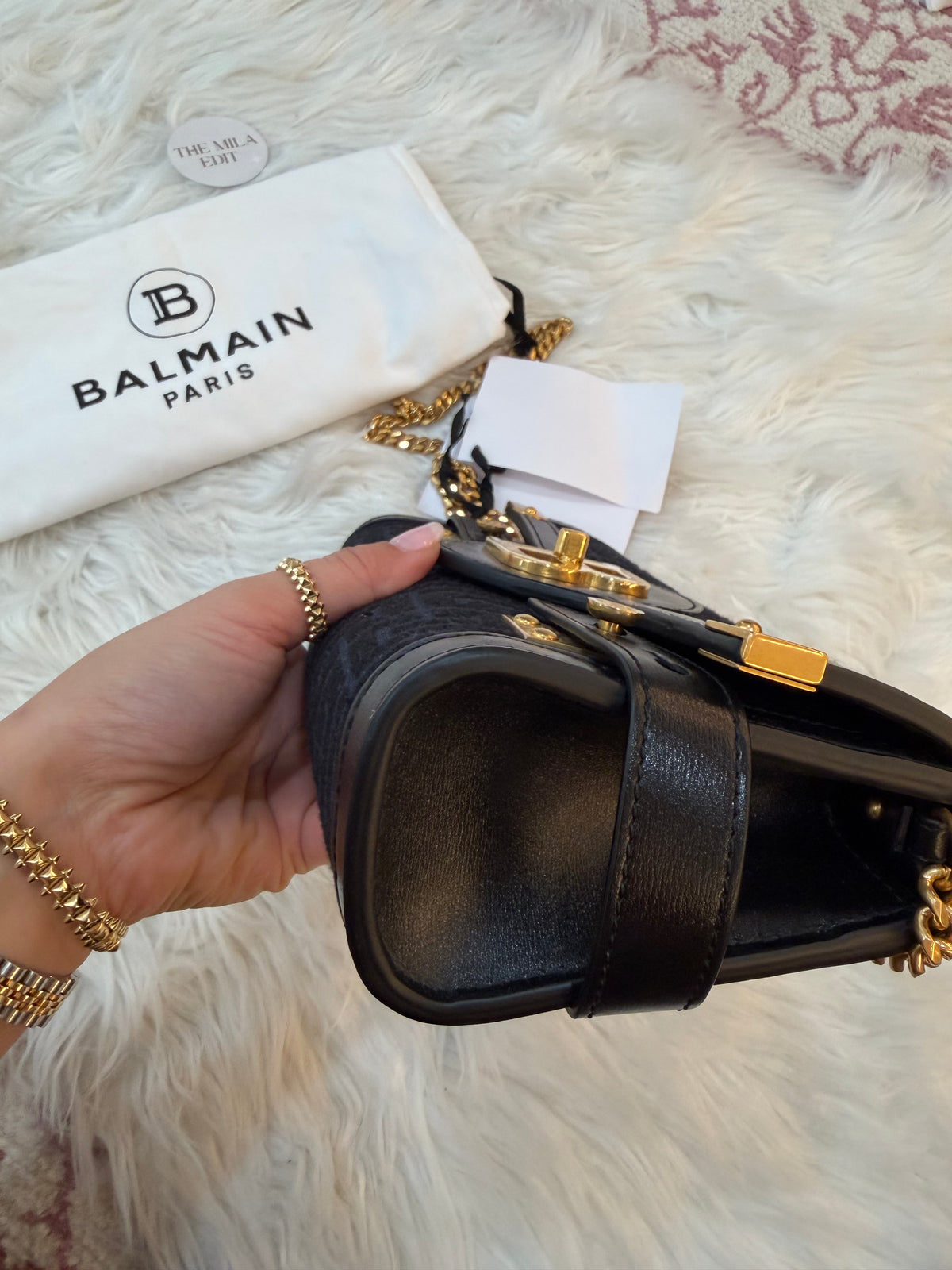 BALMAIN B-BUZZ 23 JACQUARD CLUTCH SHOULDER BAG