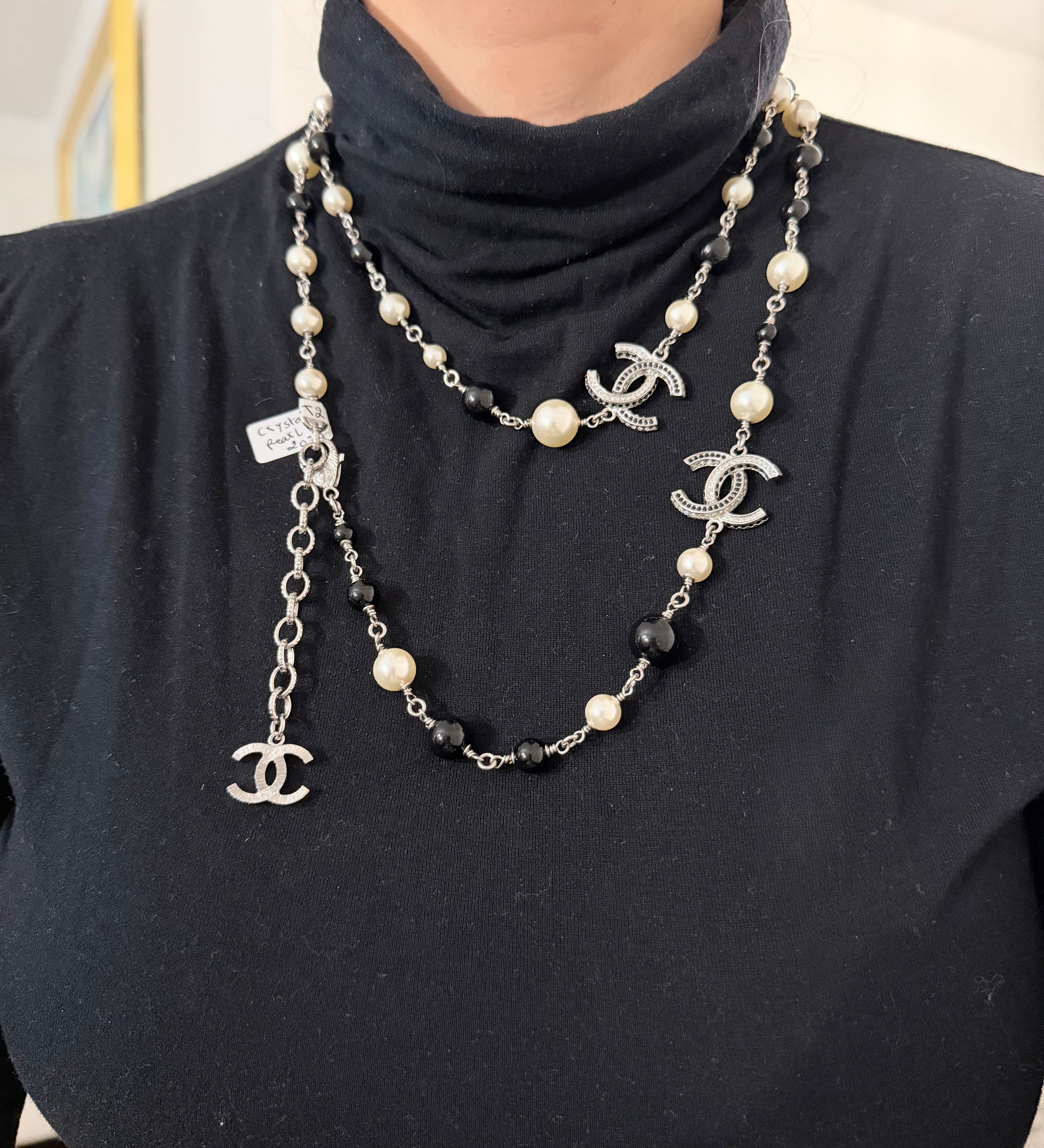 Chanel Pearl and Crystal bead CC Long necklace