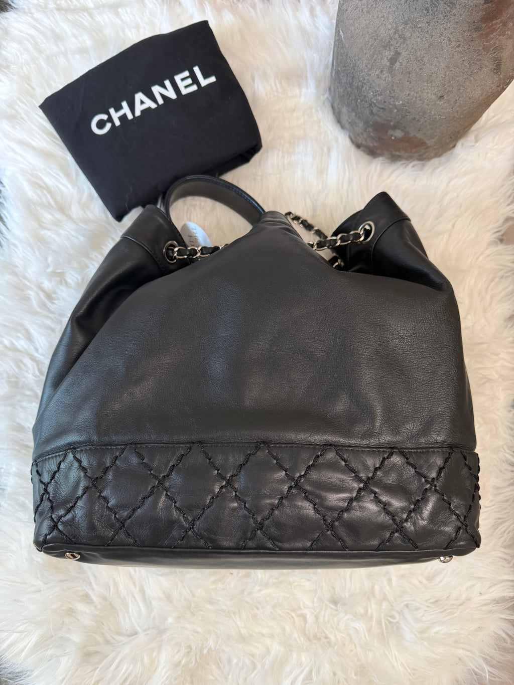 CHANEL SURPIQUE CC DRAWSTRING CALFSKIN BUCKET BAG