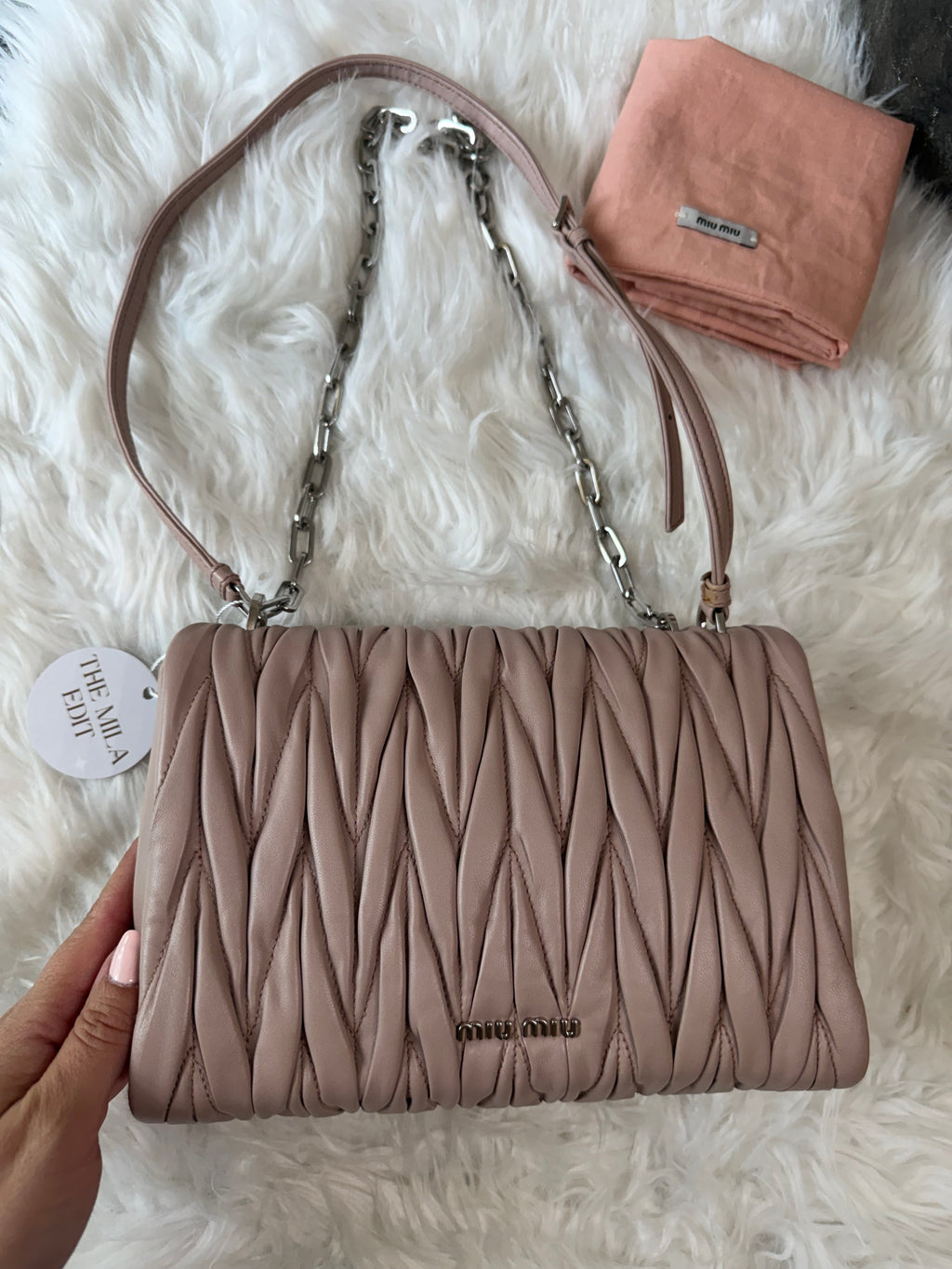 MIU MIU MATELASSE NAPPA LEATHER DOUBLE STRAP BAG