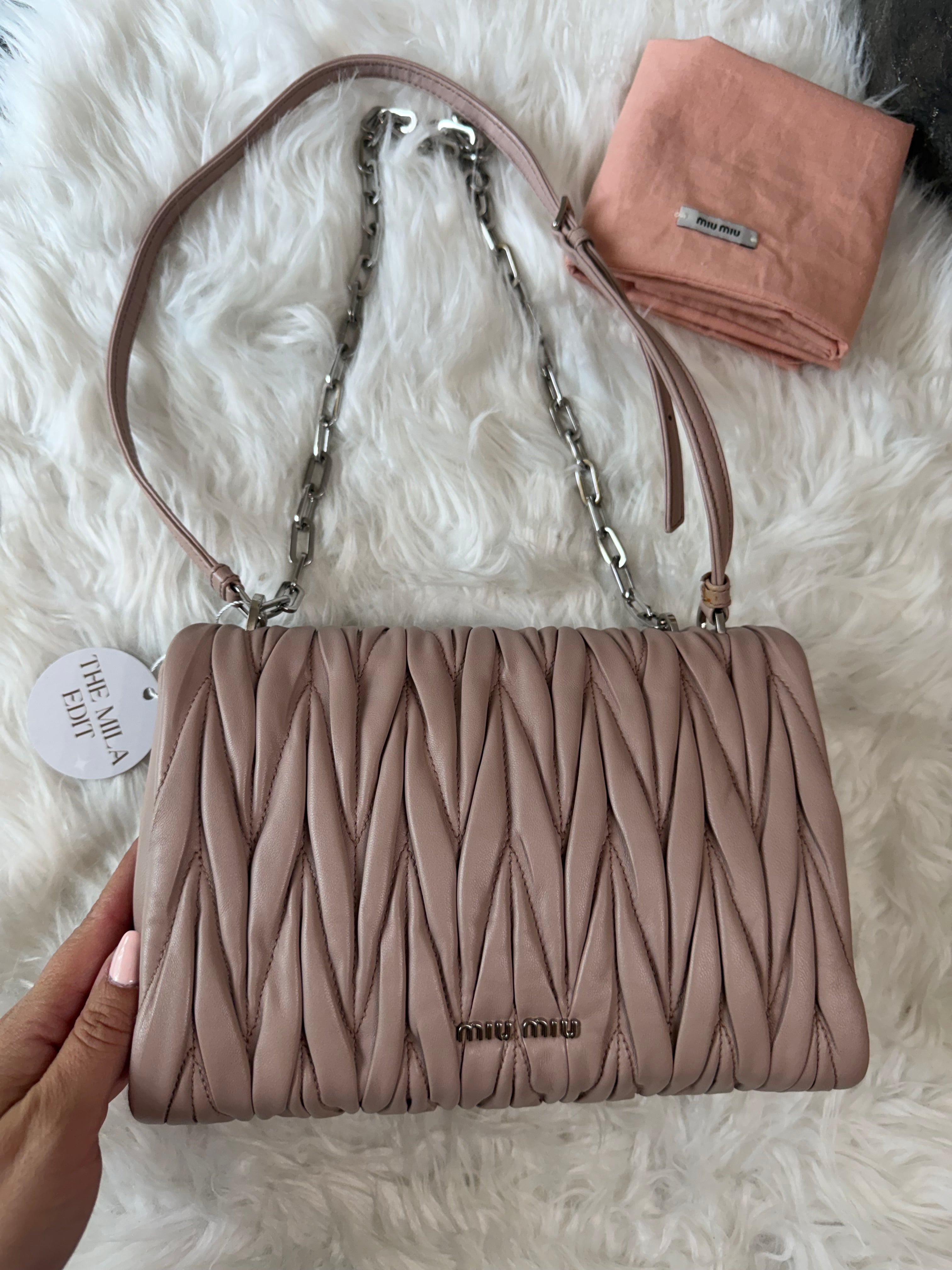 MIU MIU MATELASSE NAPPA LEATHER DOUBLE STRAP BAG