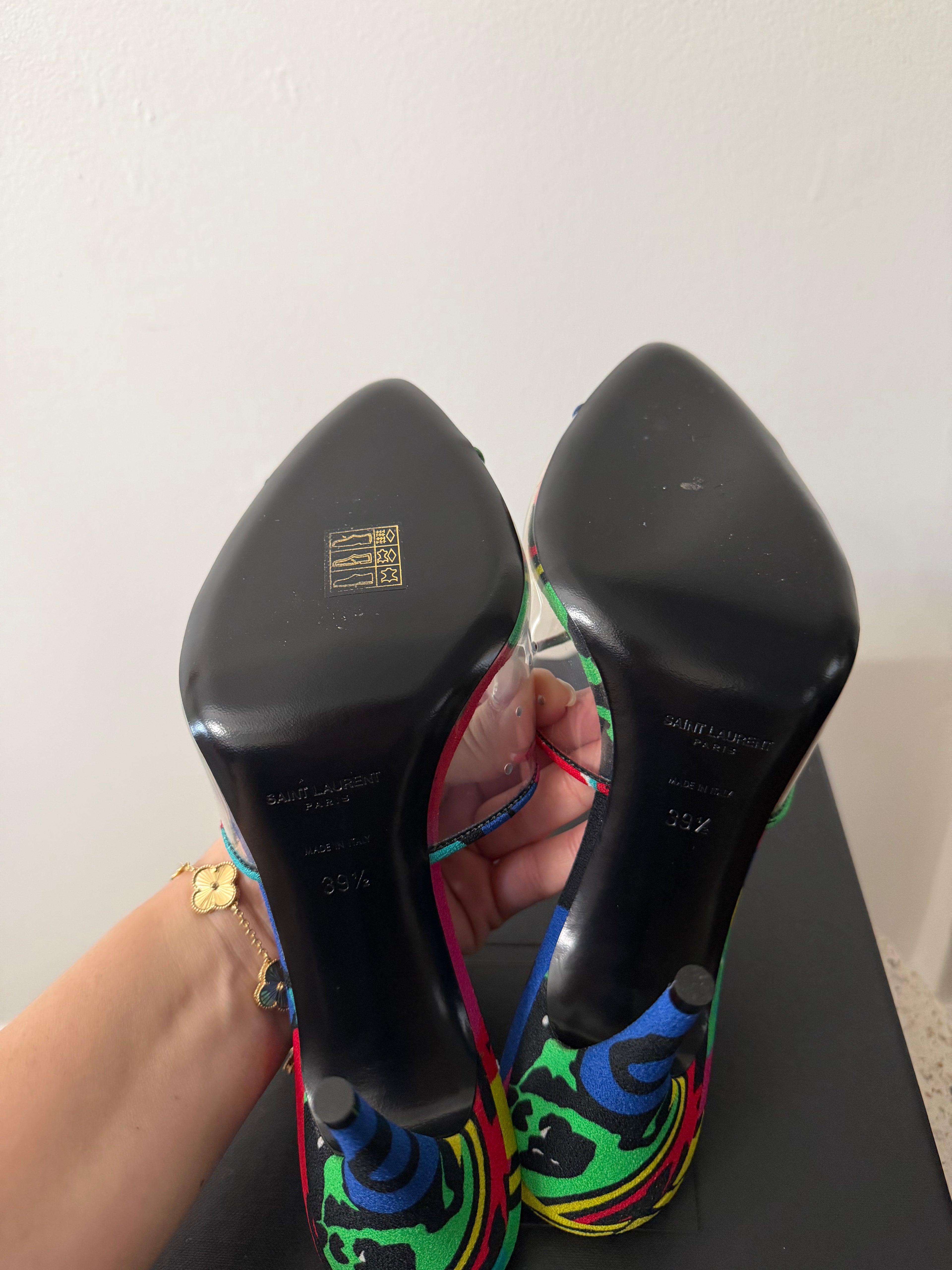 SAINT LAURENT LOLITA 95 FLORAL PRINT HEELS