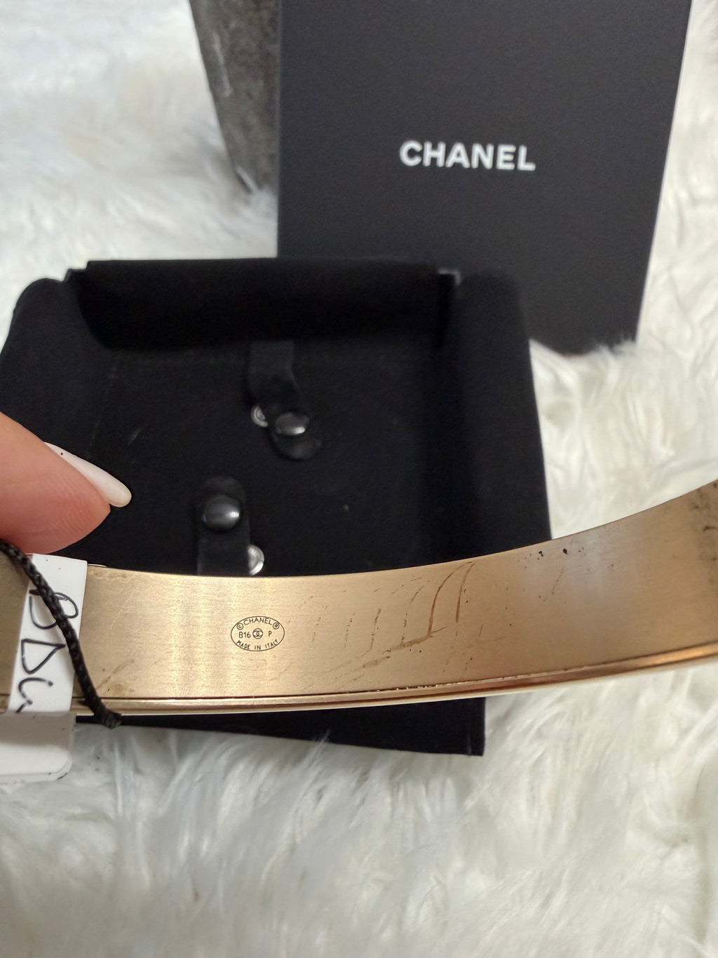 CHANEL CC COMPOSITE GOLD TONE BANGLE
