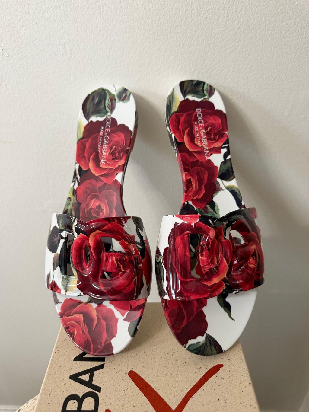 DOLCE GABBANA BEACHWEAR FLOWER RUBBER SLIDES