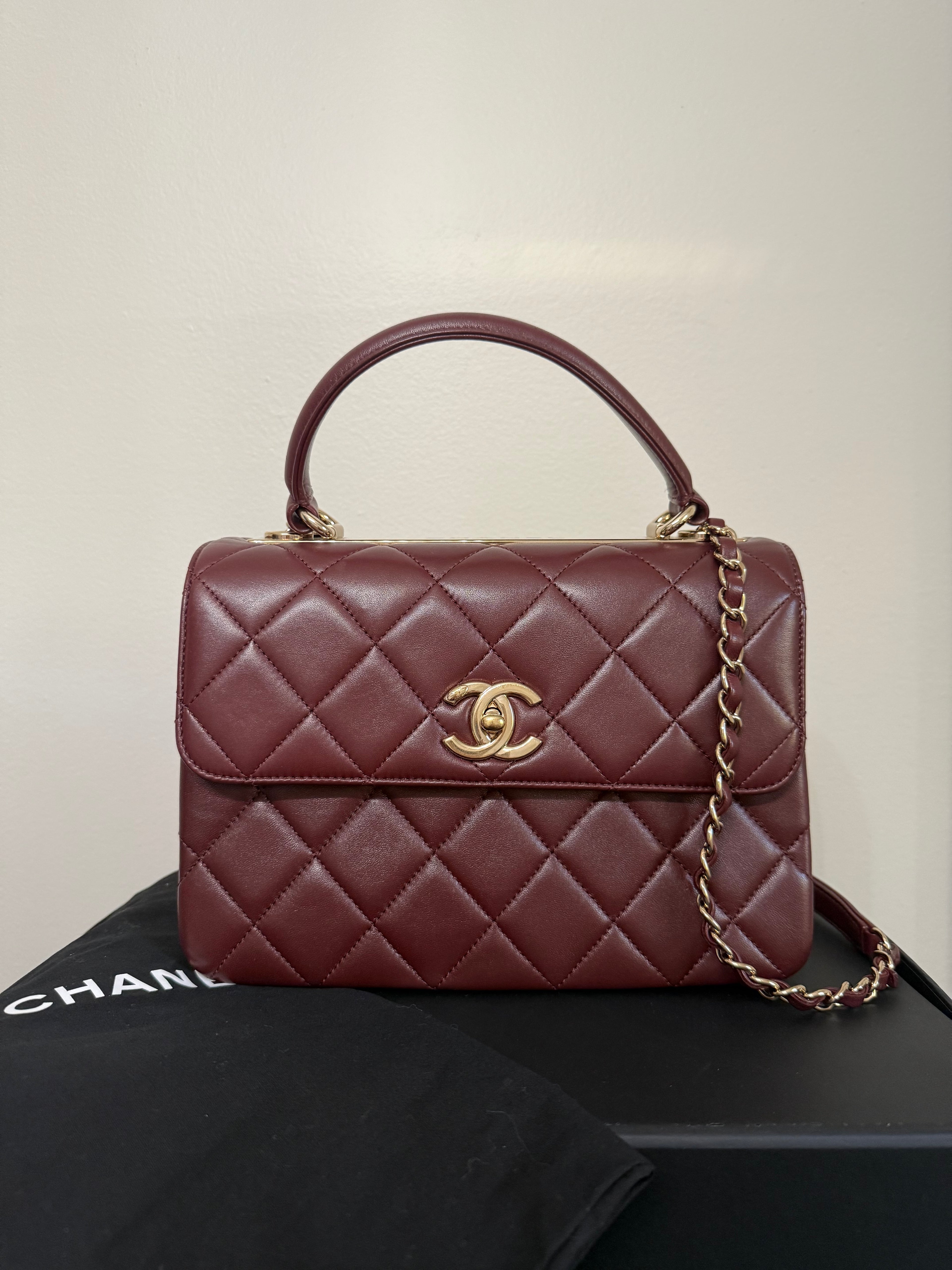 CHANEL MEDIUM TRENDY TOP HANDLE LAMBSKIN LEATHER