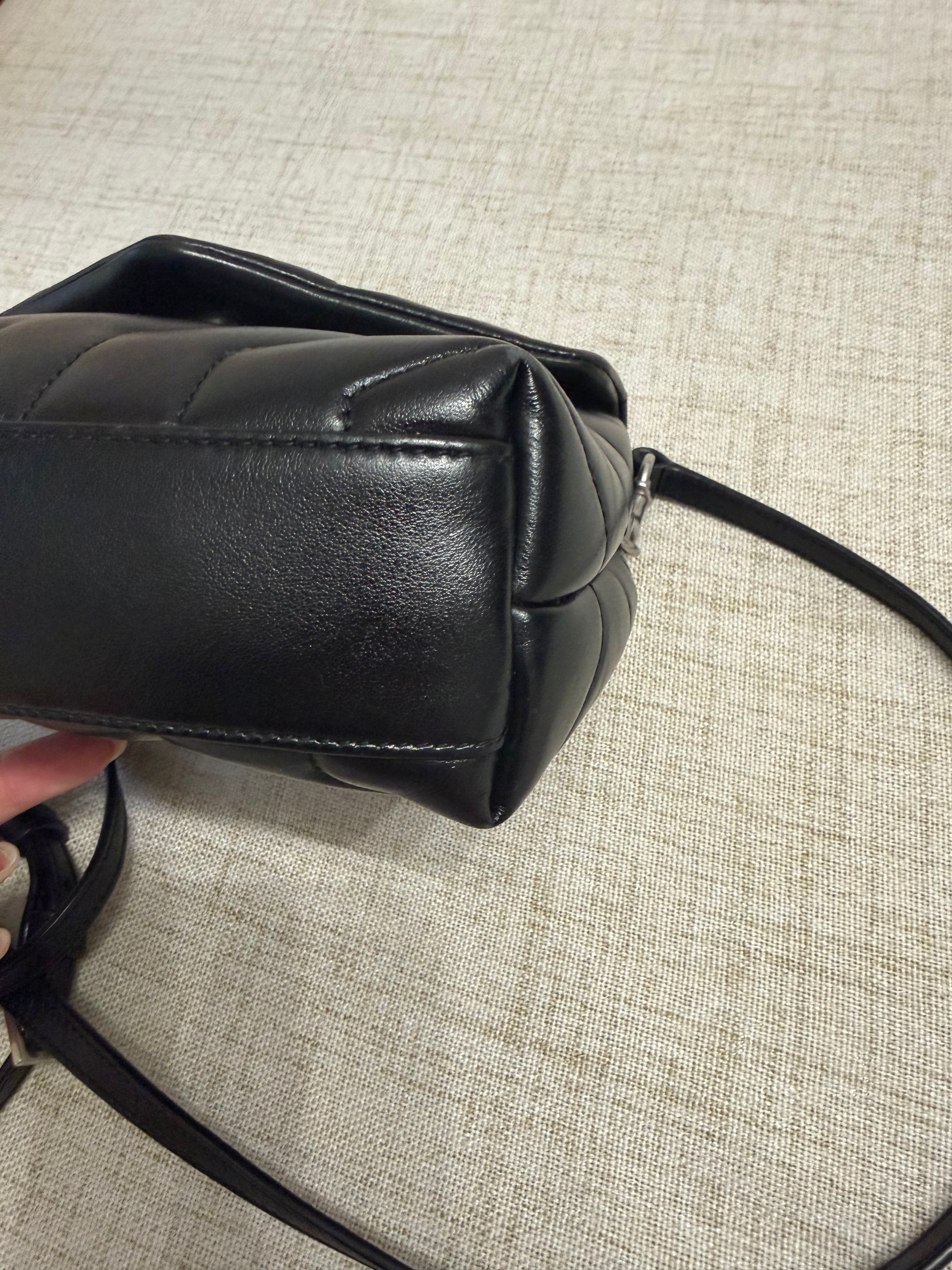 SAINT LAURENT Toy Loulou Calfskin Y Quilted Monogram Crossbody Bag