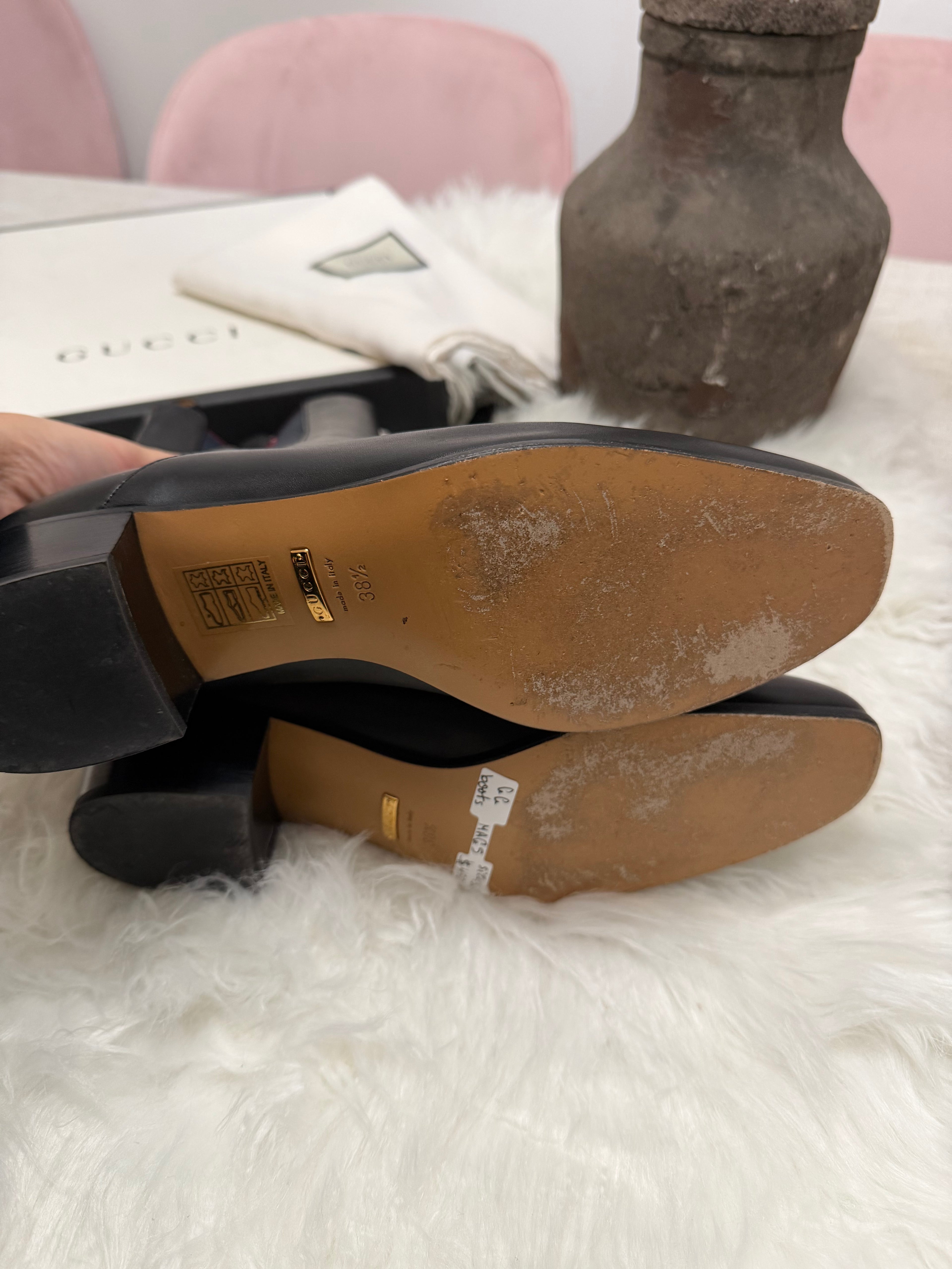 GUCCI KAREN WEB ACCENTED ANKLE BOOTS