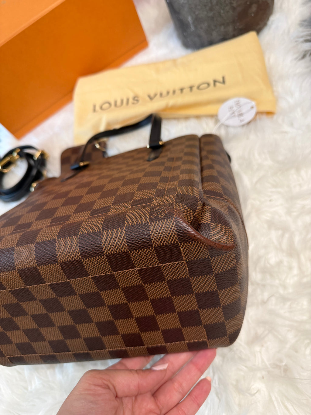 LOUIS VUITTON DAMIER EBENE BELMONT PM TOTE WITH MINI WALLET (POUCH)