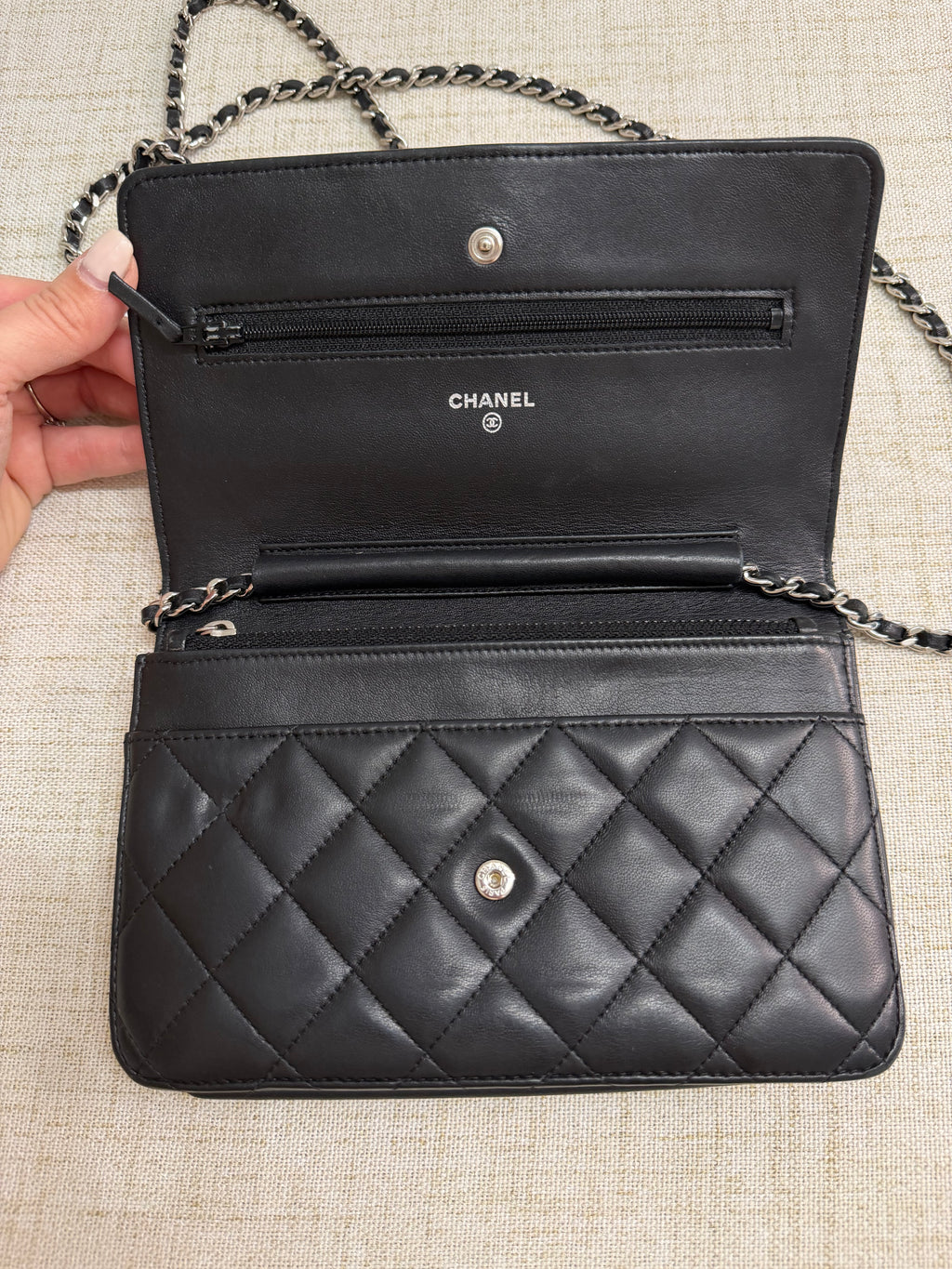 CHANEL LAMBSKIN WALLET ON CHAIN