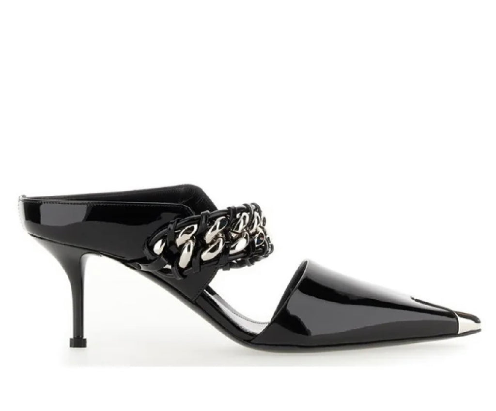 ALEXANDER MCQUEEN CHAIN pointed toe Slip On Sandals