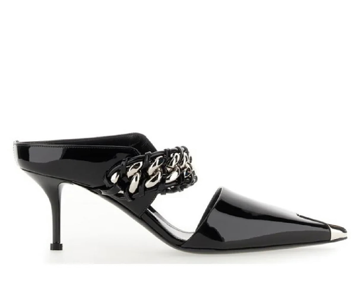 ALEXANDER MCQUEEN CHAIN pointed toe Slip On Sandals