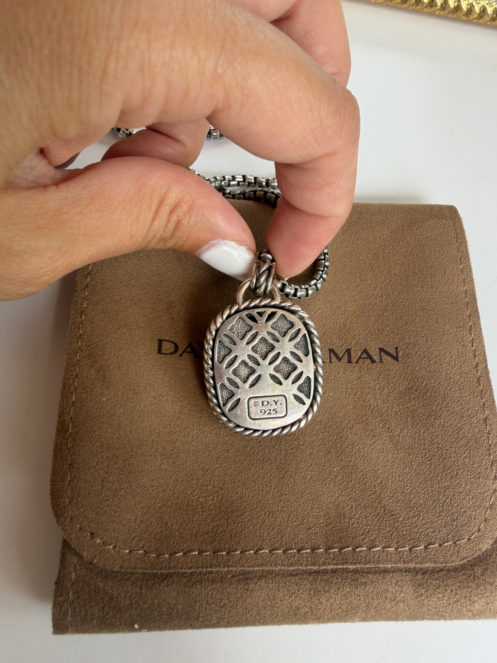 DAVID YURMAN WHEATON BLACK ONYX AND DIAMONDS PENDANT WITH NECKLACE
