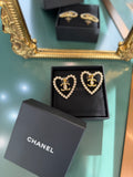 CHANEL HEART CUT OUT STUD EARRINGS