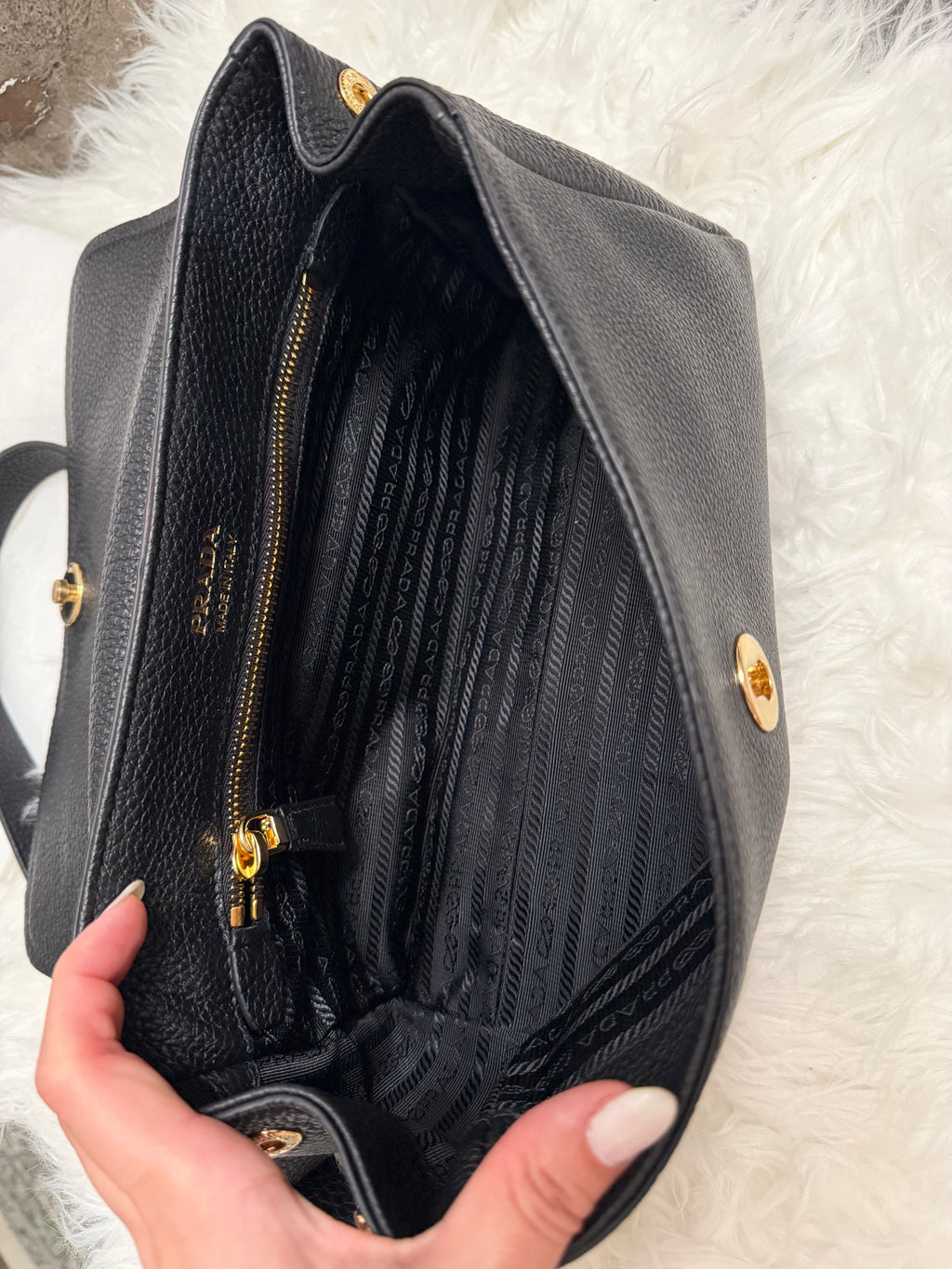 PRADA LEATHER SHOULDER BAG