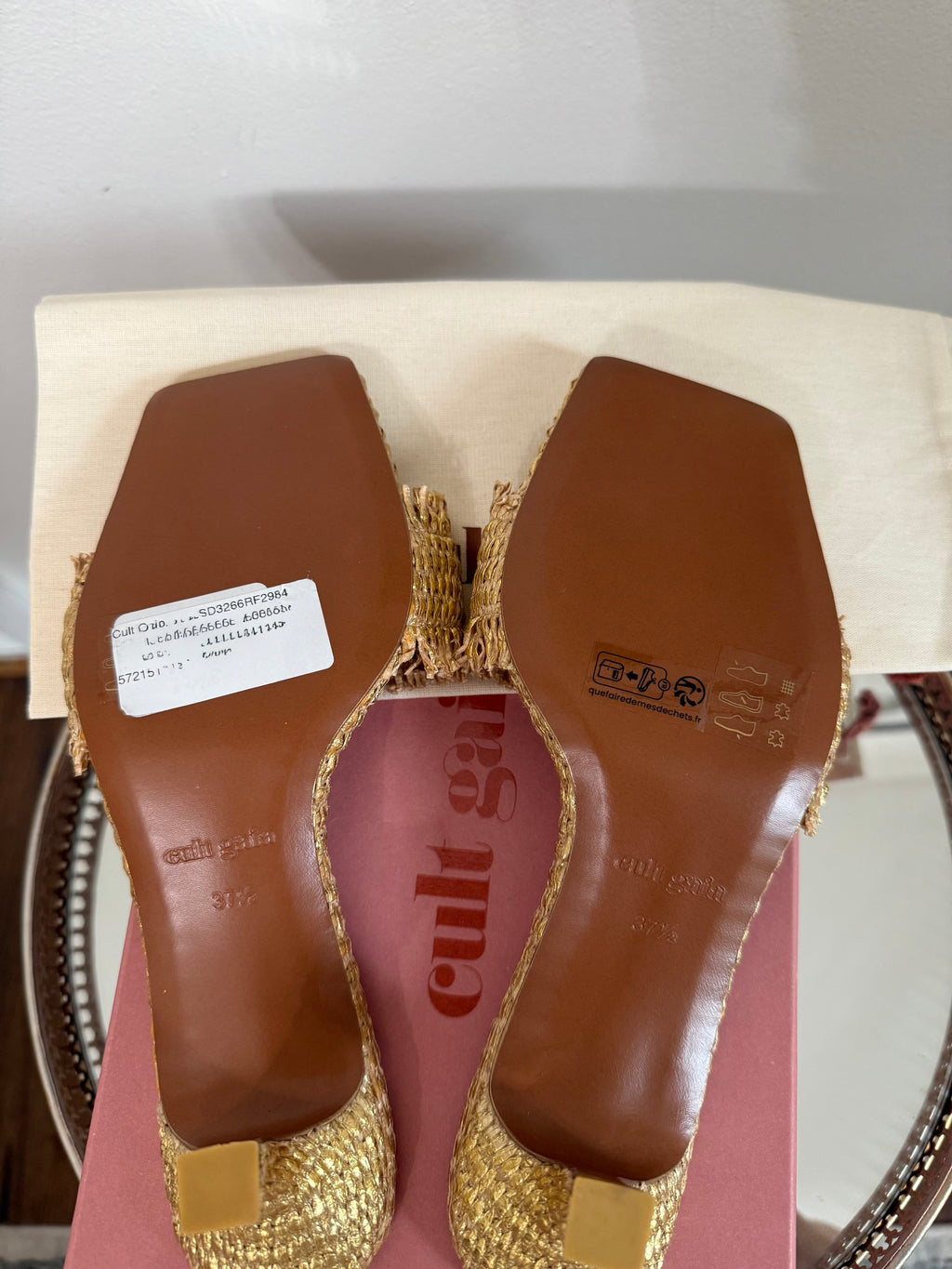 Cult Gaia Ada Frayed Kitten Mule Sandals