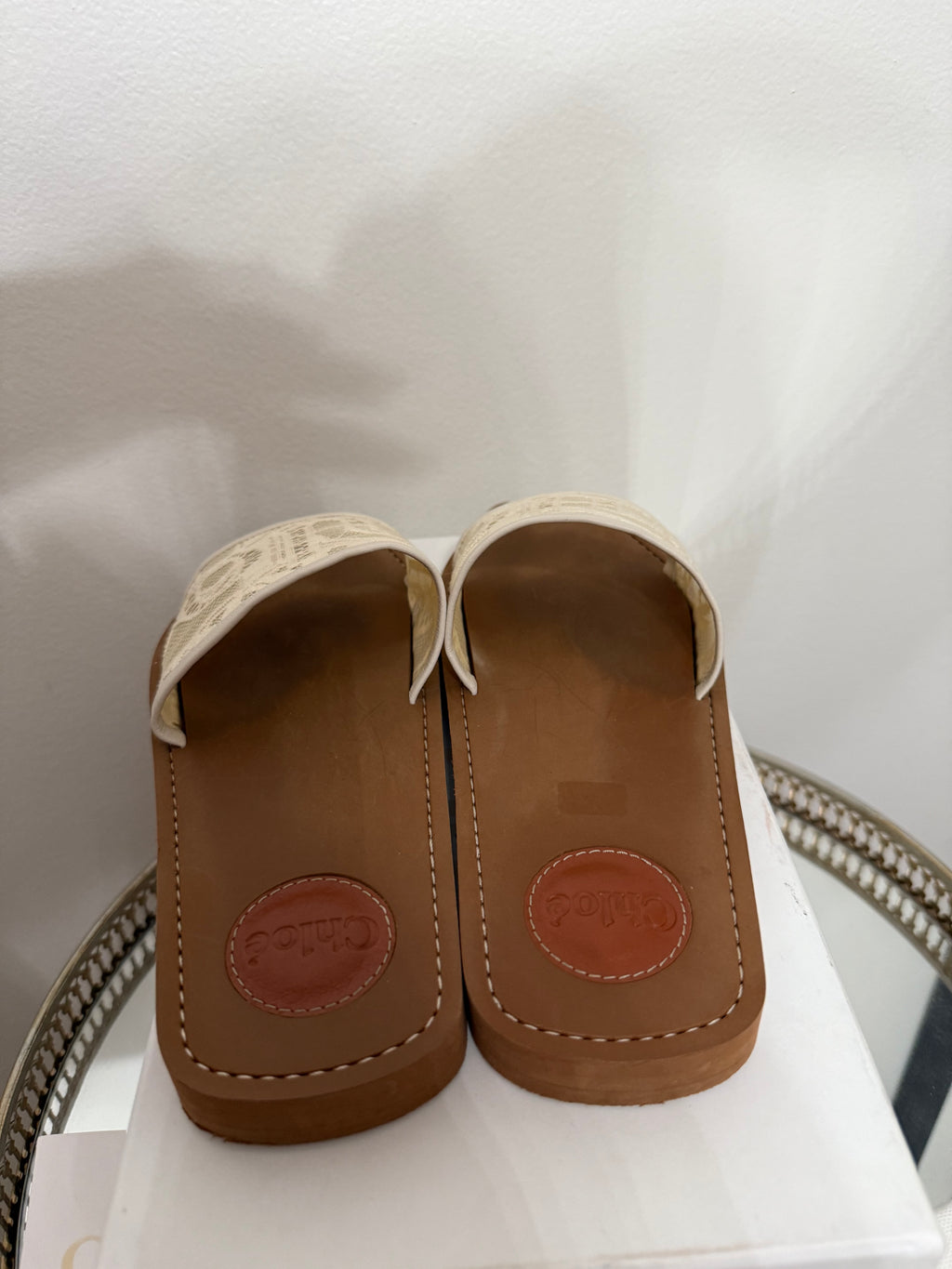 Chloe Lace Trim Embellishment Slides