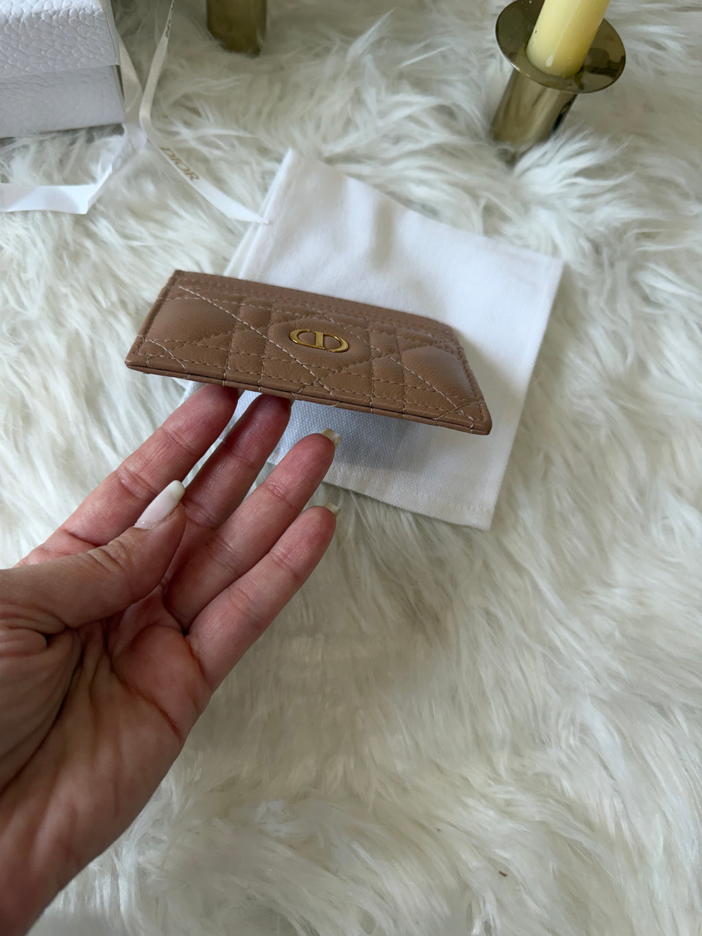 CHRISTIAN DIOR CARO FREESIA CARD HOLDER CANNAGE CALFSKIN