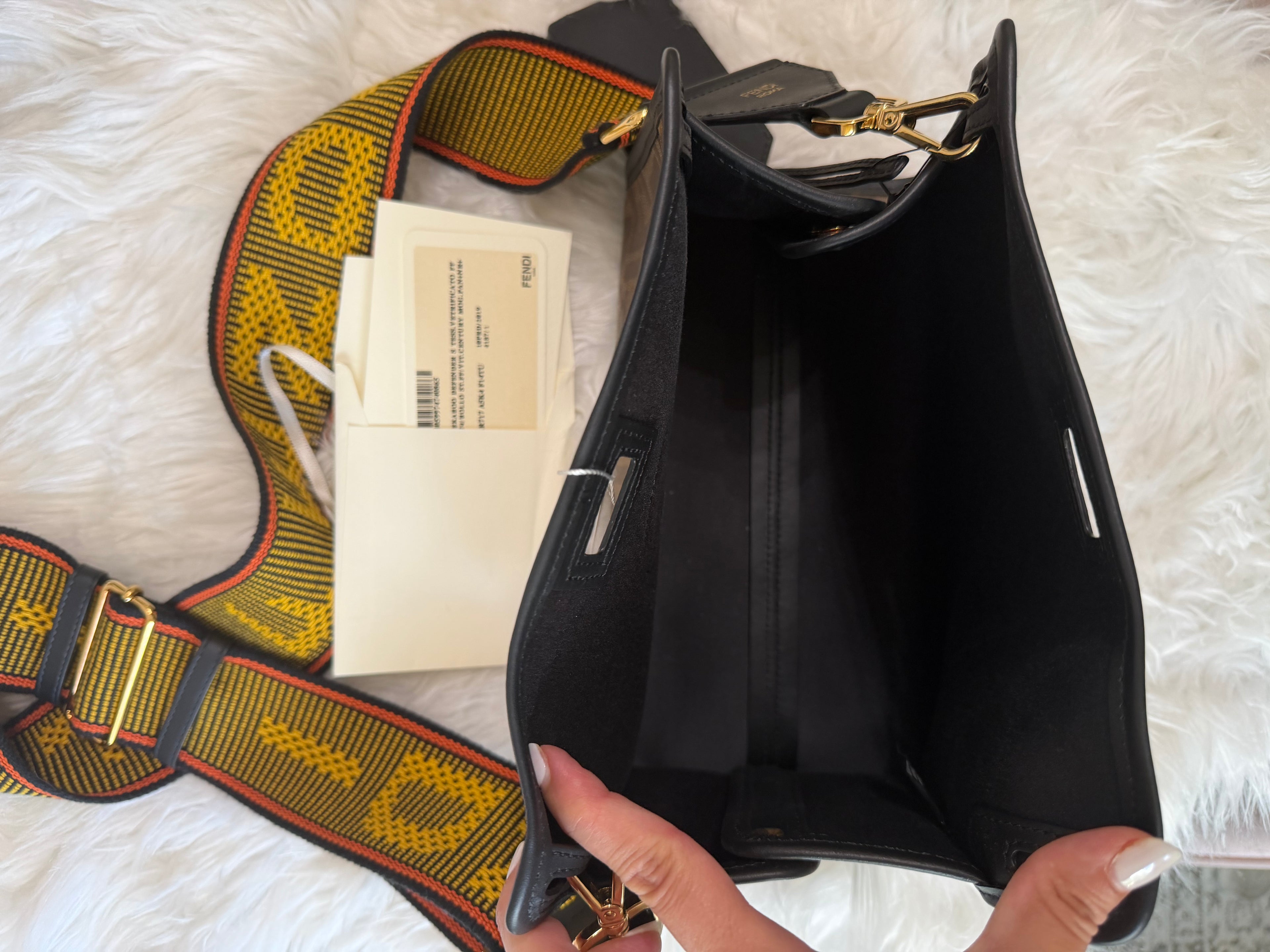 FENDI ZUCCA PRINT DEFENDER CANVAS WITH GUITAR STRAP