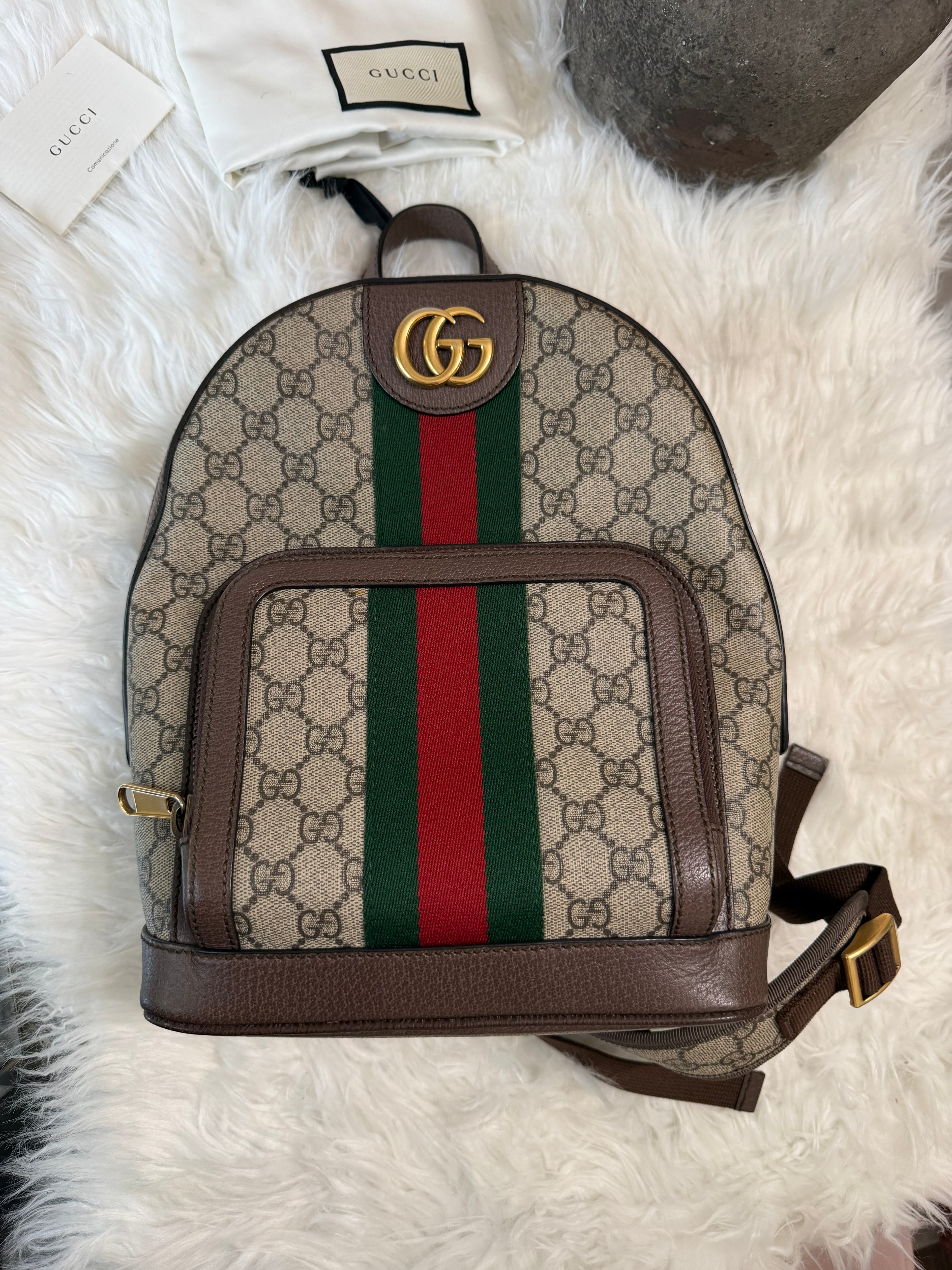 GUCCI OPHIDIA BACKPACK GG COATED CANVAS